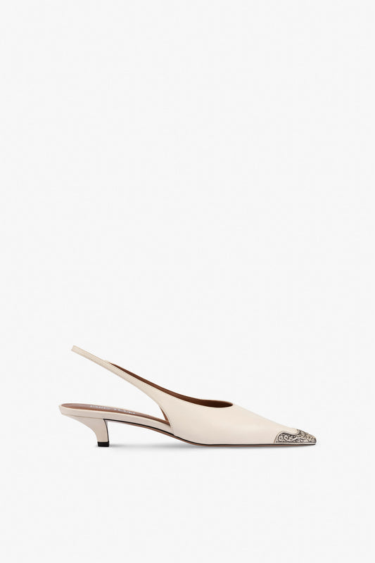 Slingbacks in milk white leather