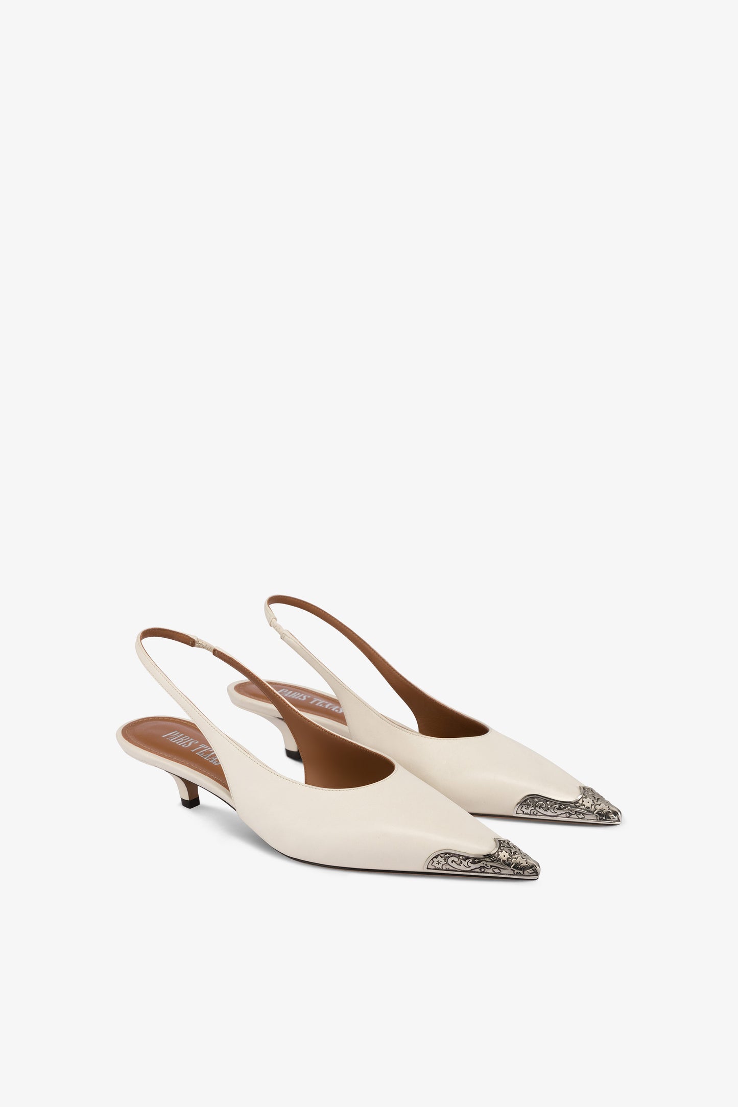 Slingbacks in milk white leather