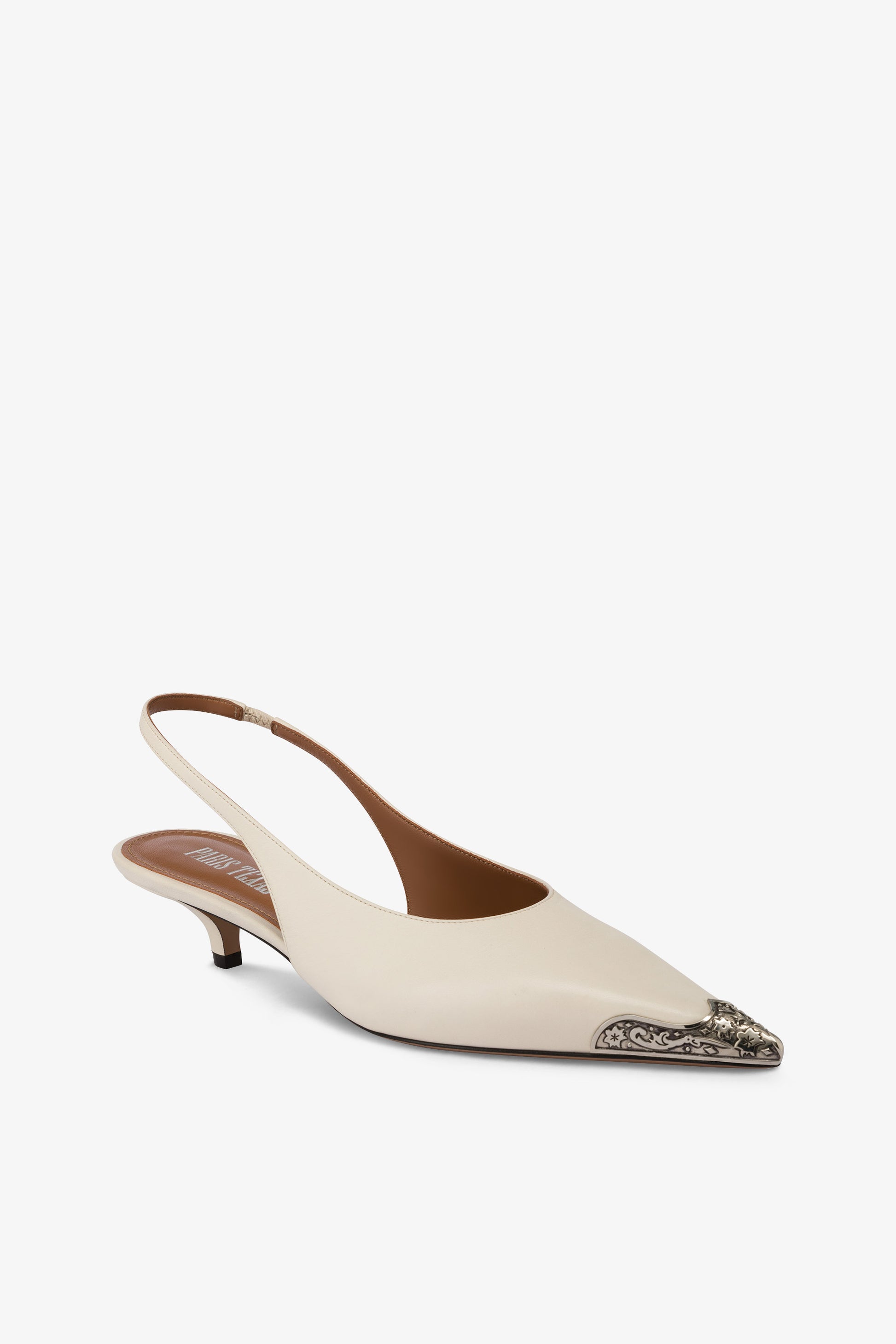 Slingbacks in milk white leather