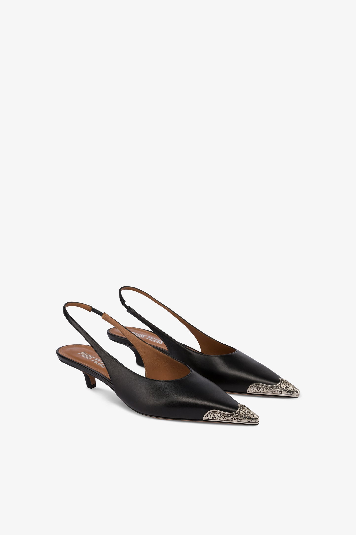 Slingbacks in black leather