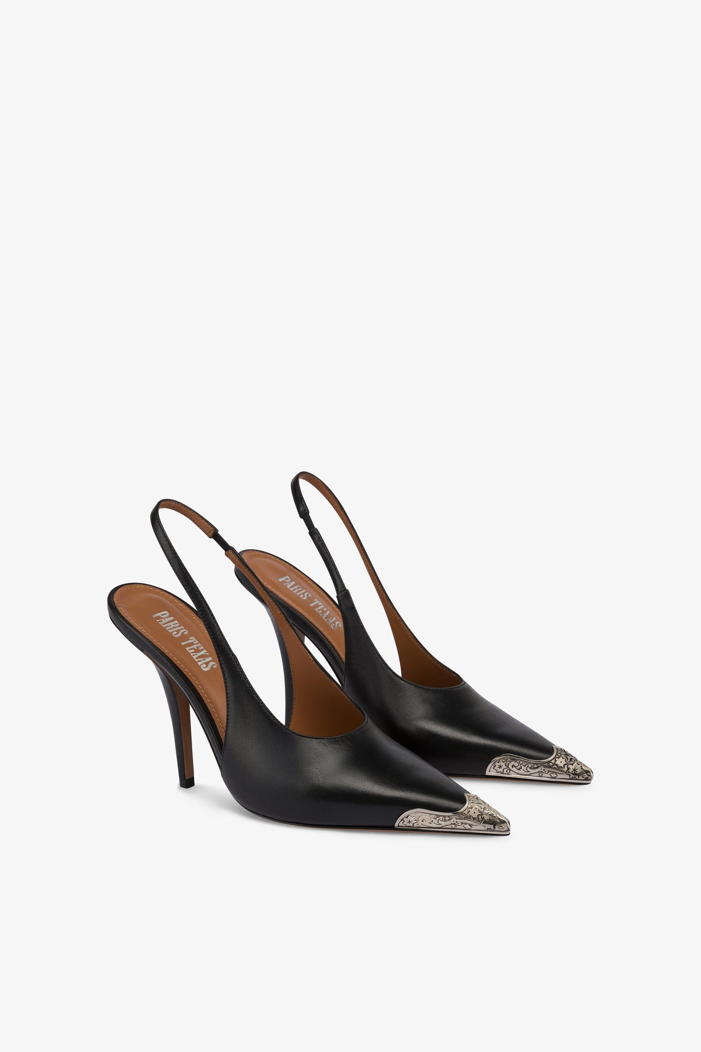 Slingbacks in black leather