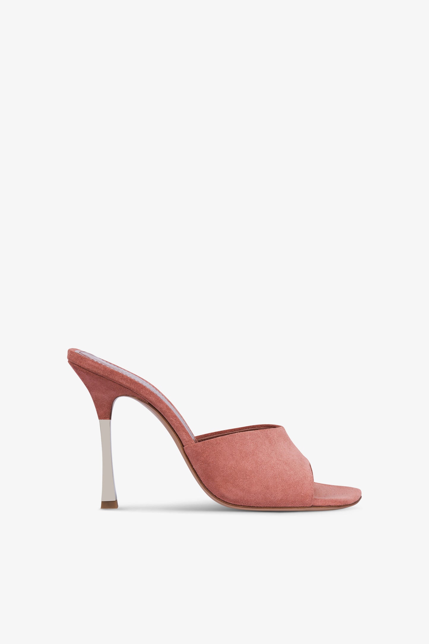 Mules in salmon pink suede leather