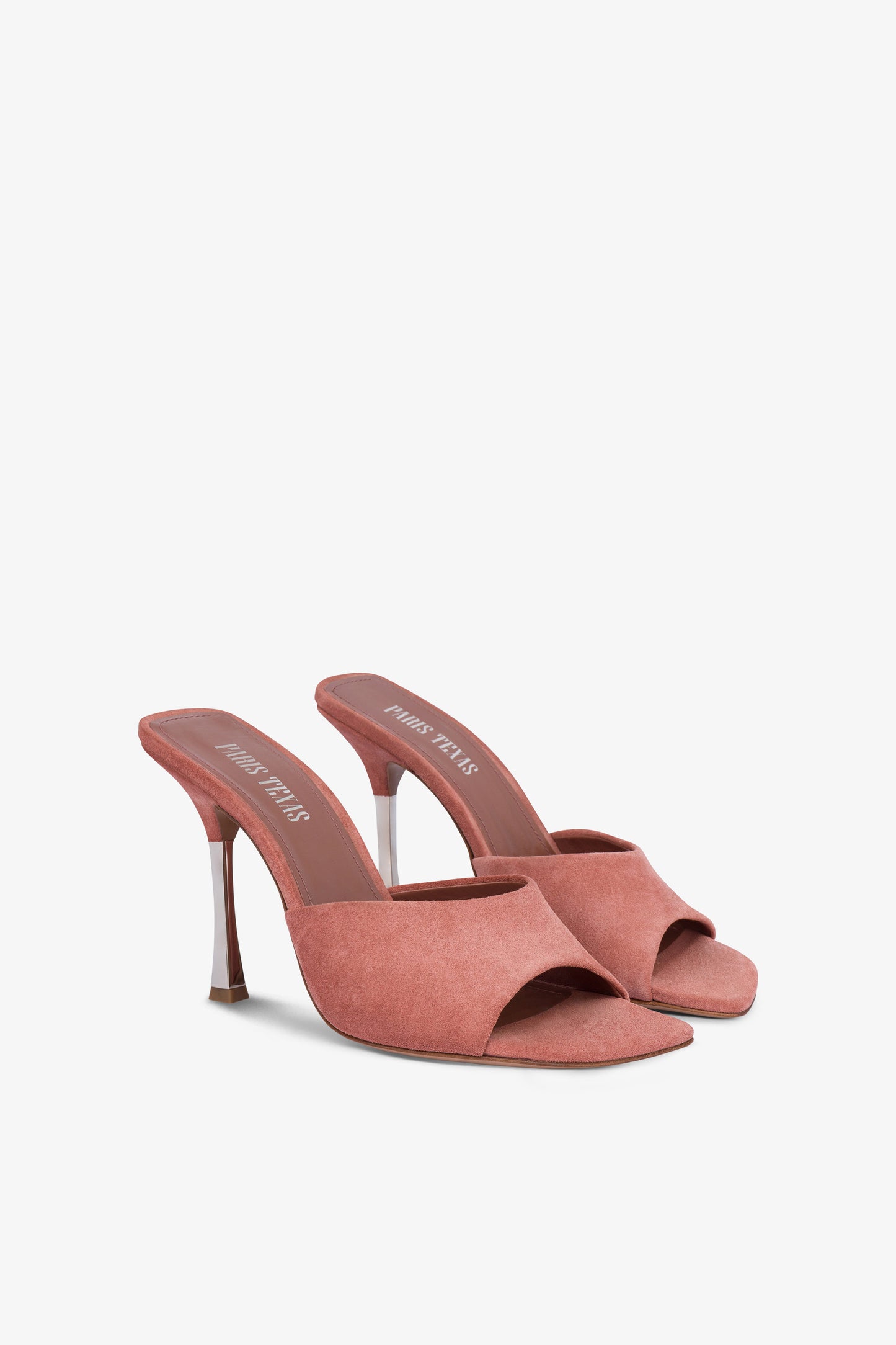 Mules in salmon pink suede leather