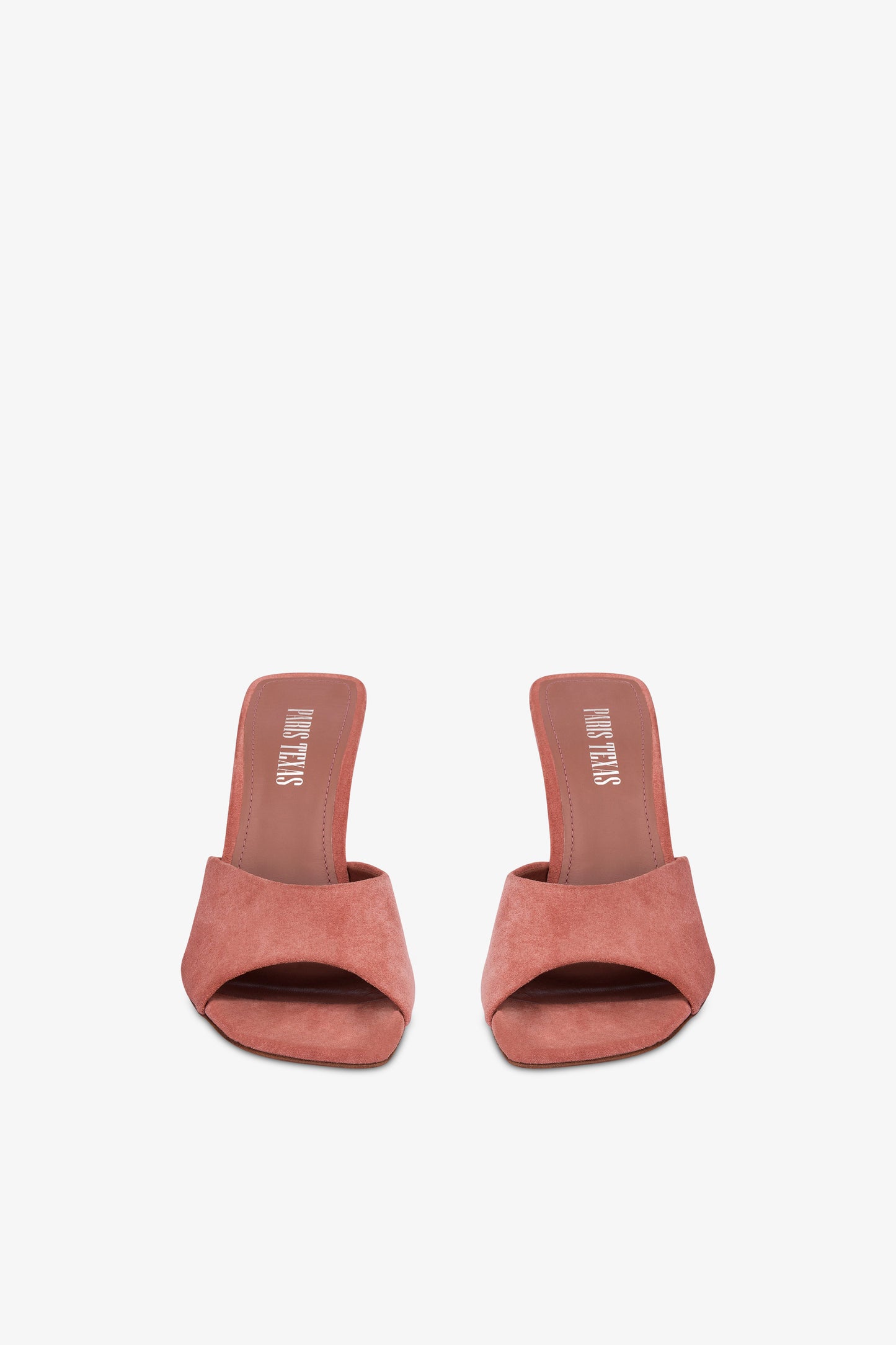 Mules in salmon pink suede leather