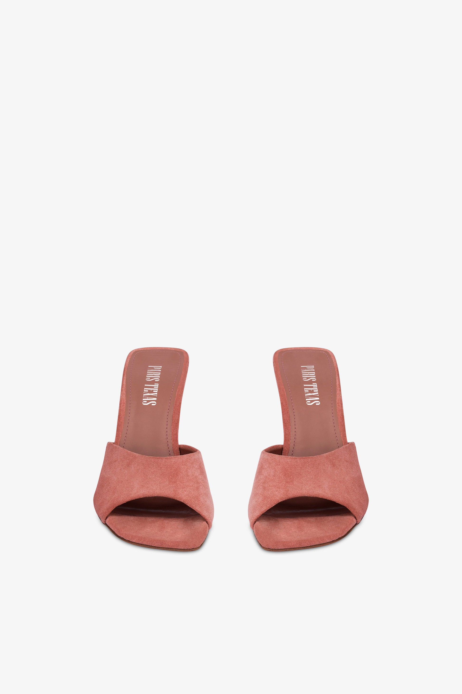 Mules in salmon pink suede leather