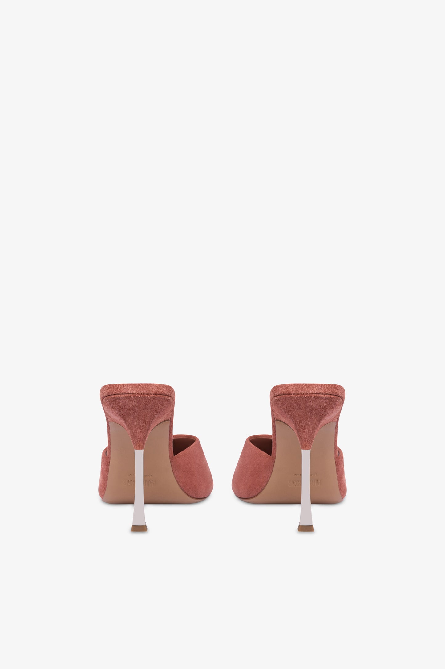 Mules in salmon pink suede leather