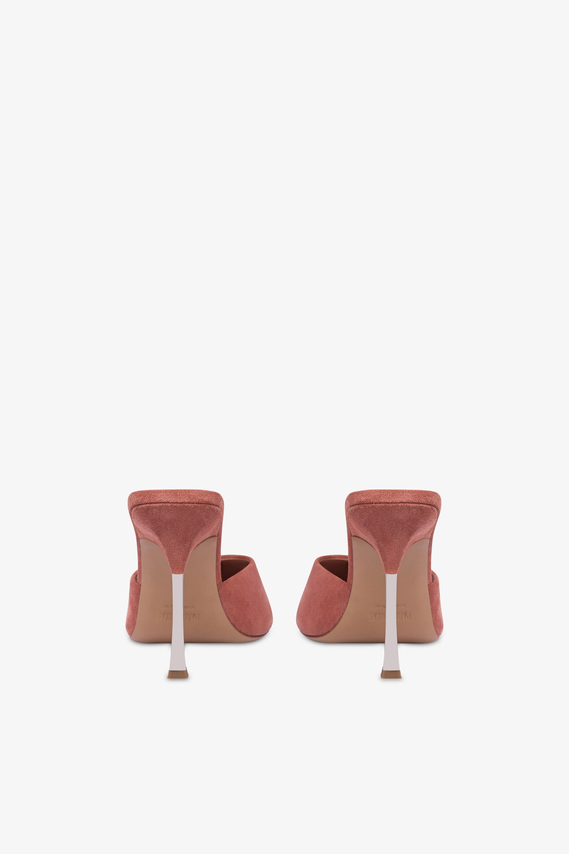 Mules in salmon pink suede leather