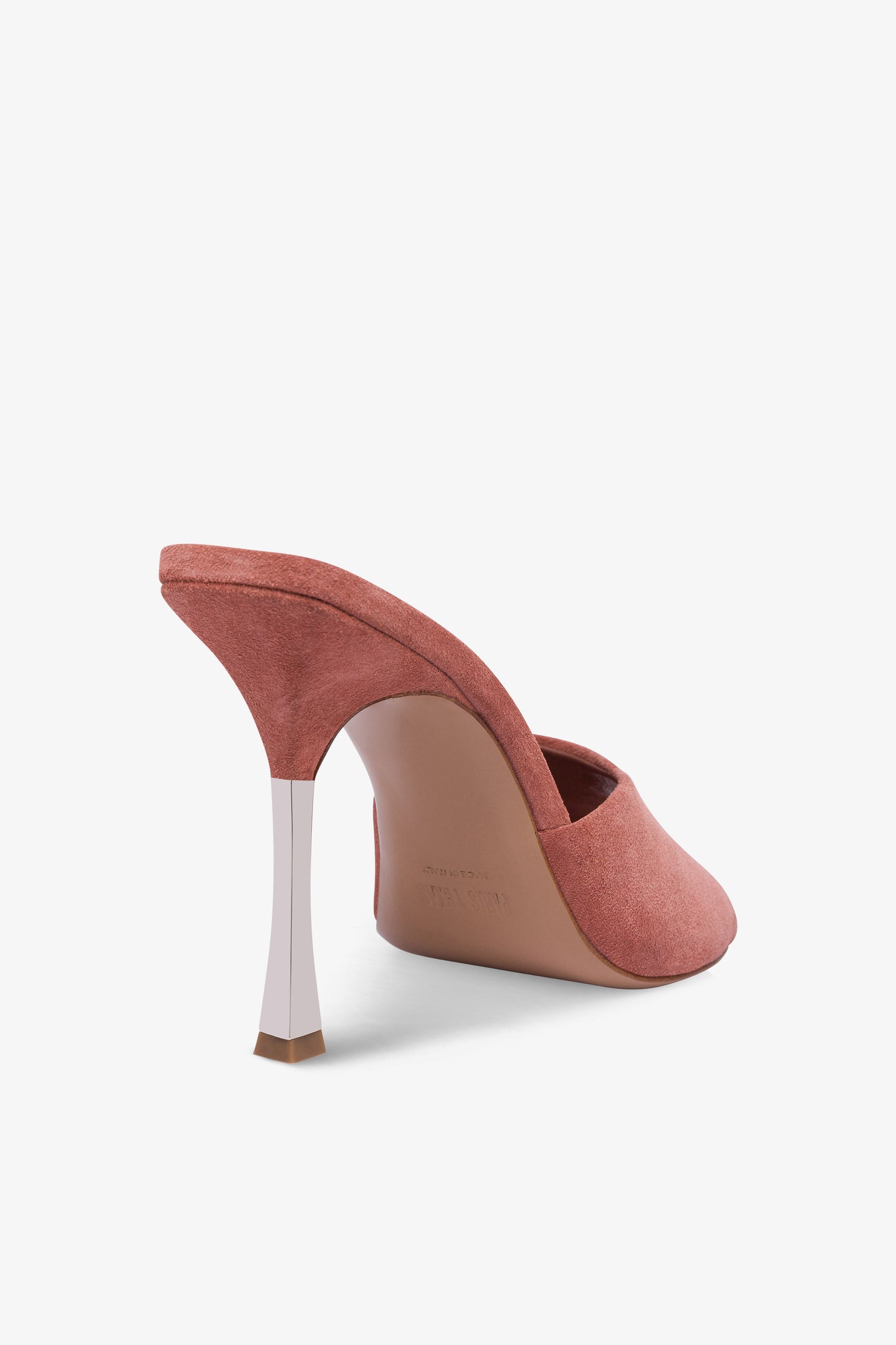 Mules in salmon pink suede leather