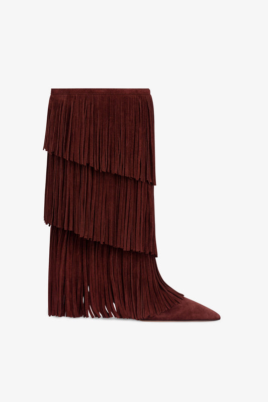 Boots in mahogany suede leather