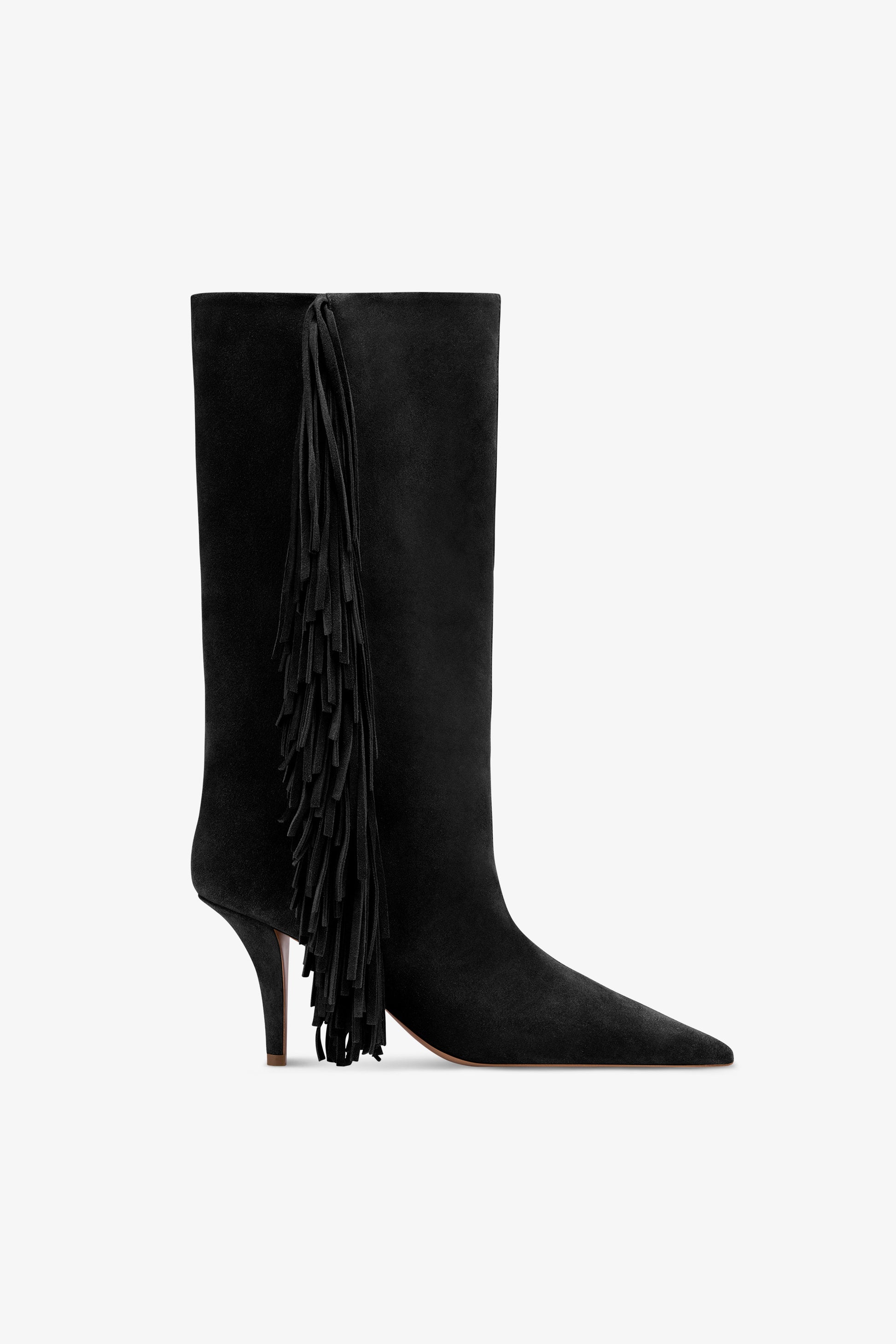 Boots in off-black suede leather