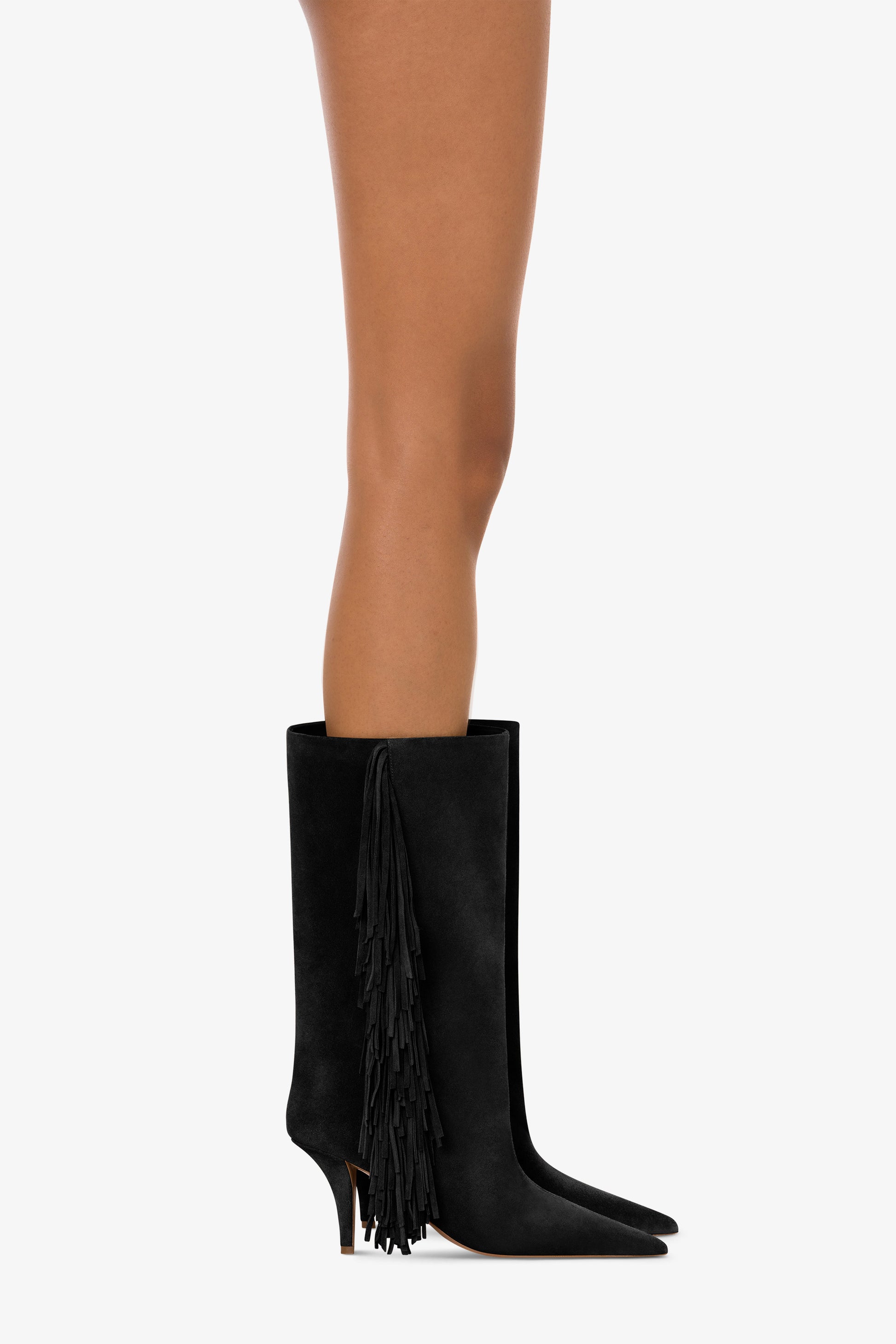 Boots in off-black suede leather