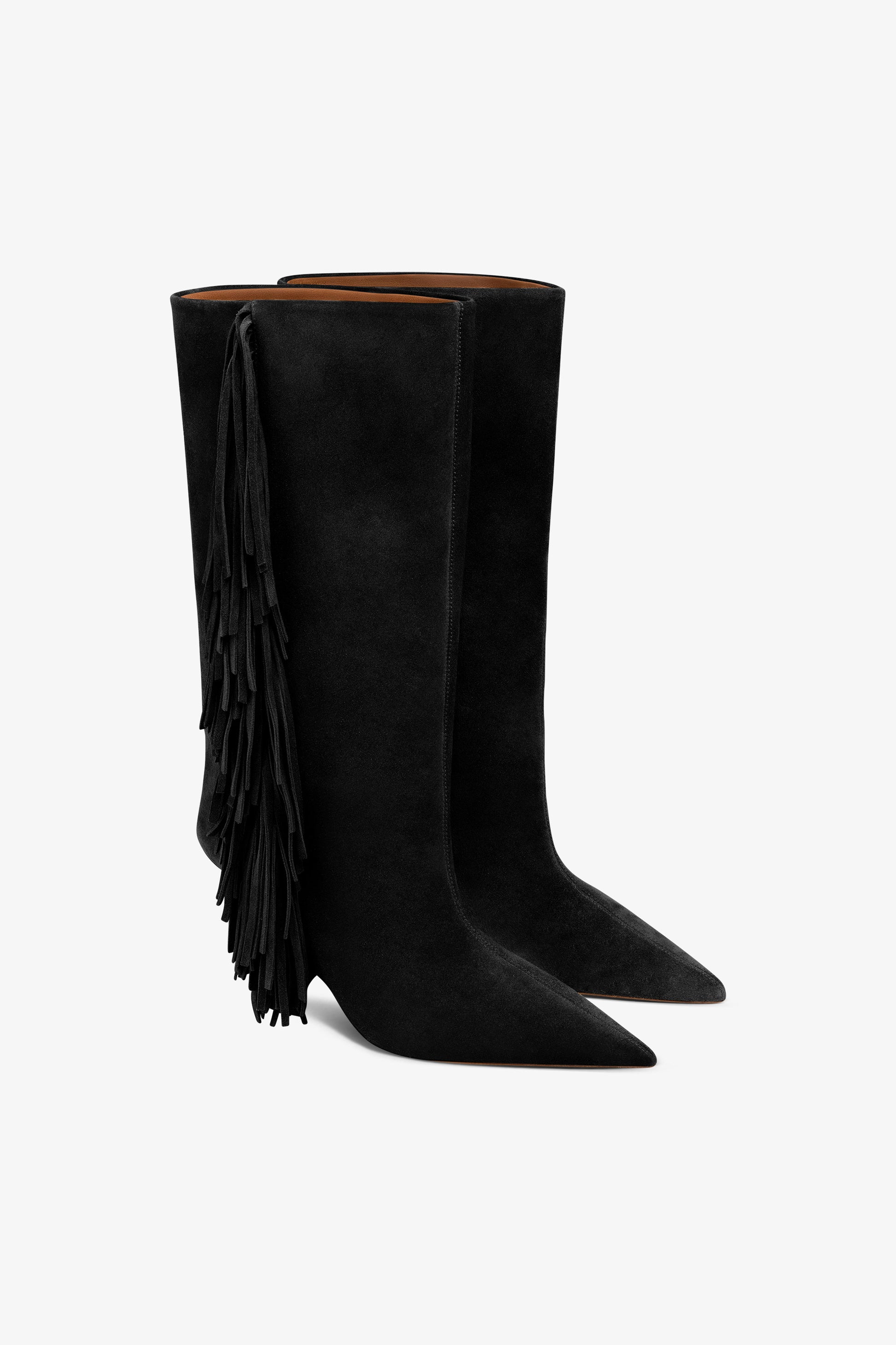 Boots in off-black suede leather