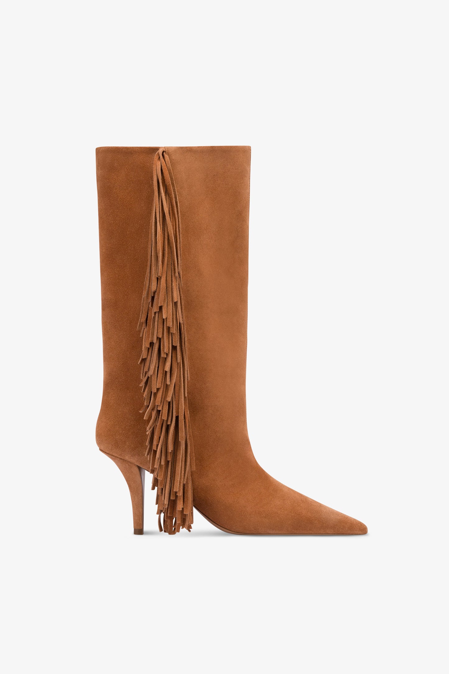 Boots in terracotta suede leather