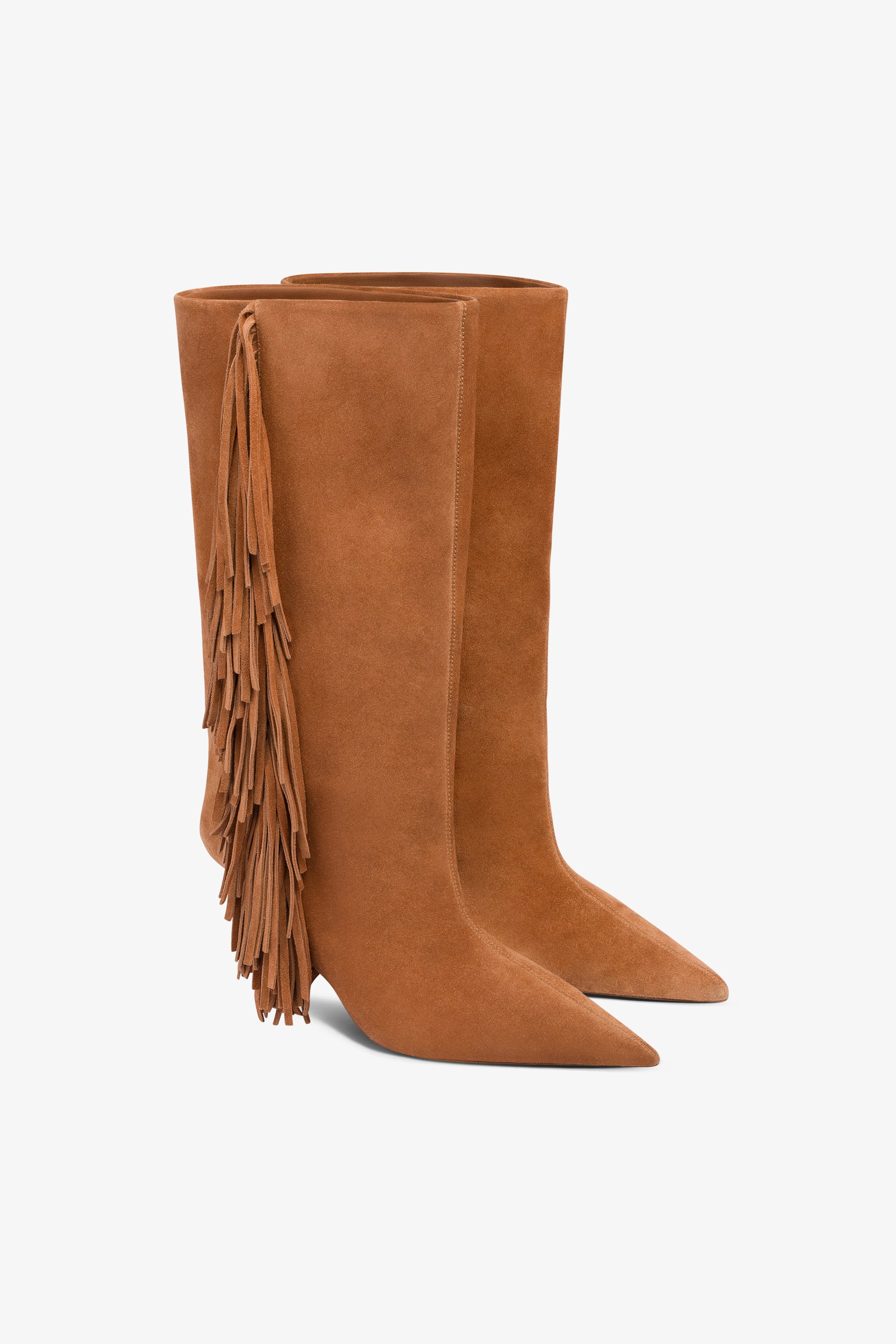 Boots in terracotta suede leather