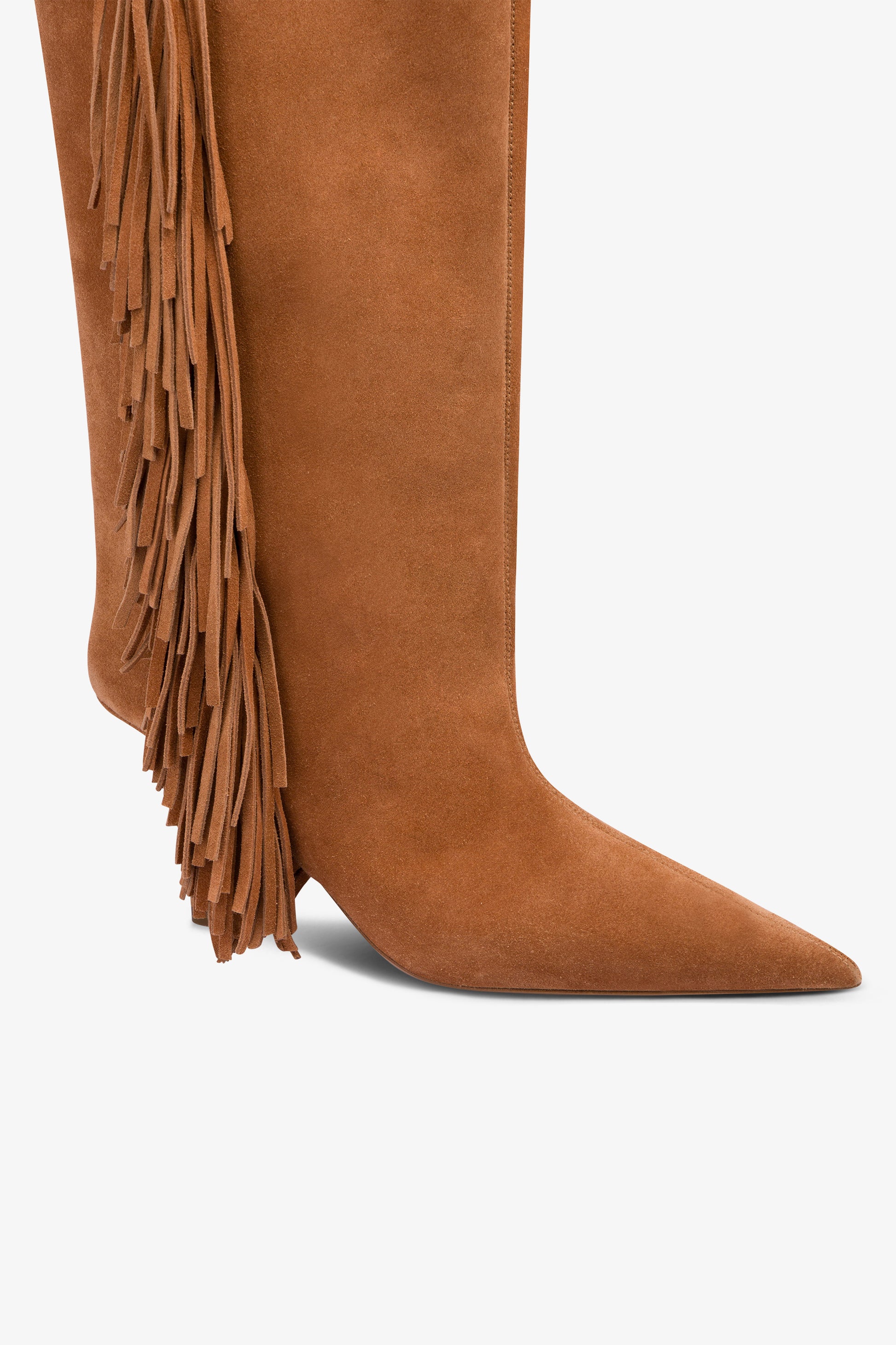 Boots in terracotta suede leather