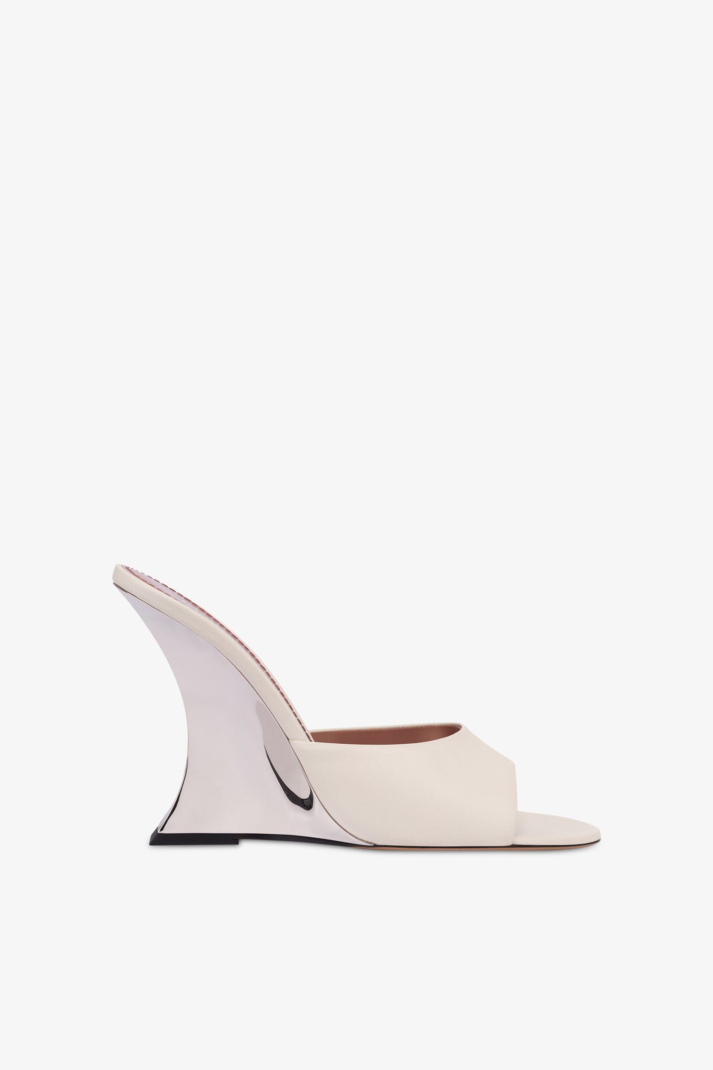 Mules in off-white and silver leather