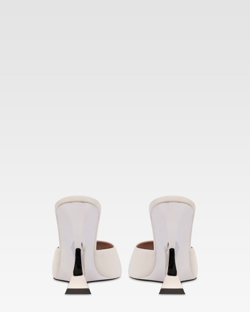Mules in pelle bianca e zeppa galvanizzata
