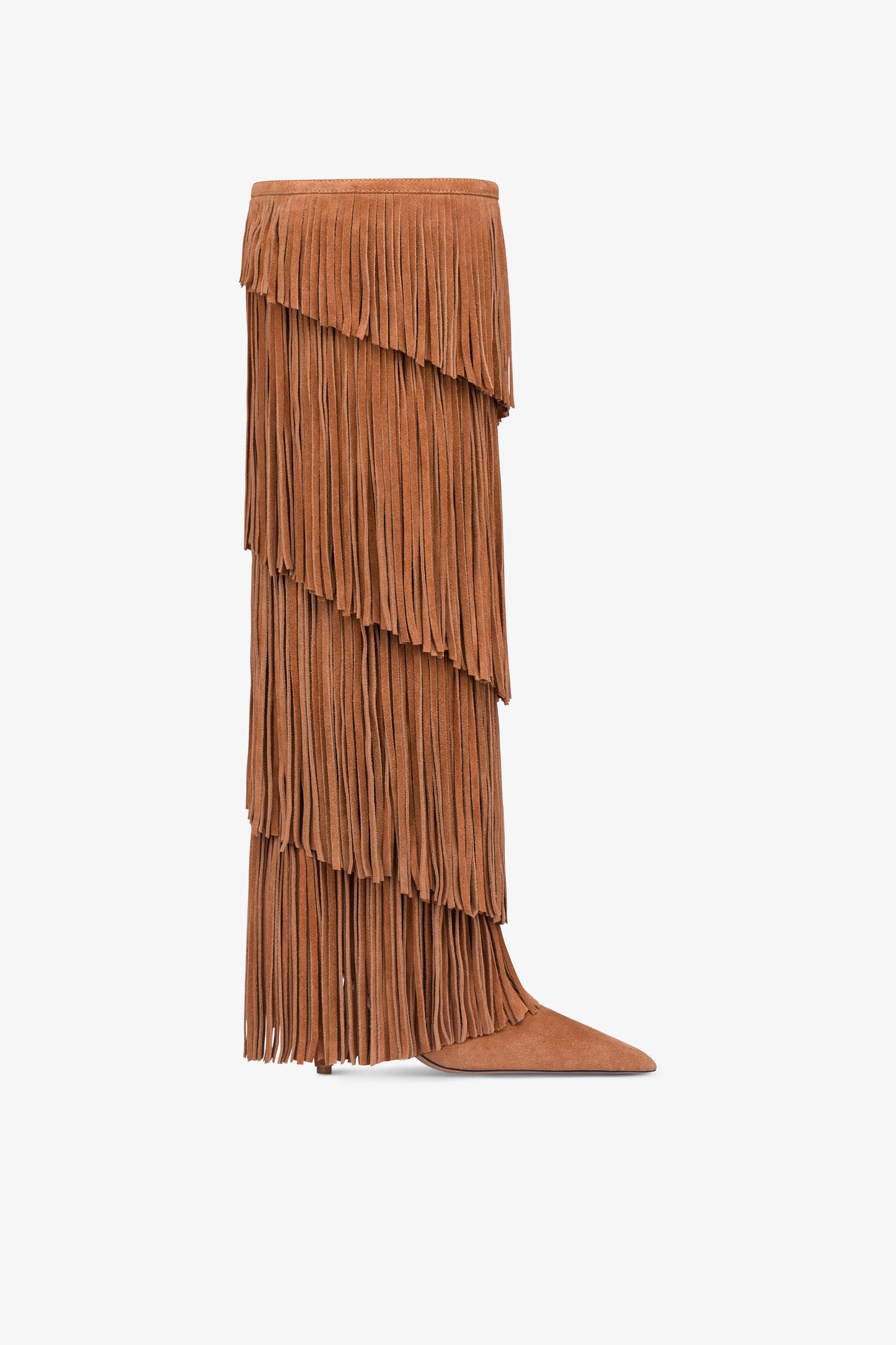 Boots in terracotta suede leather