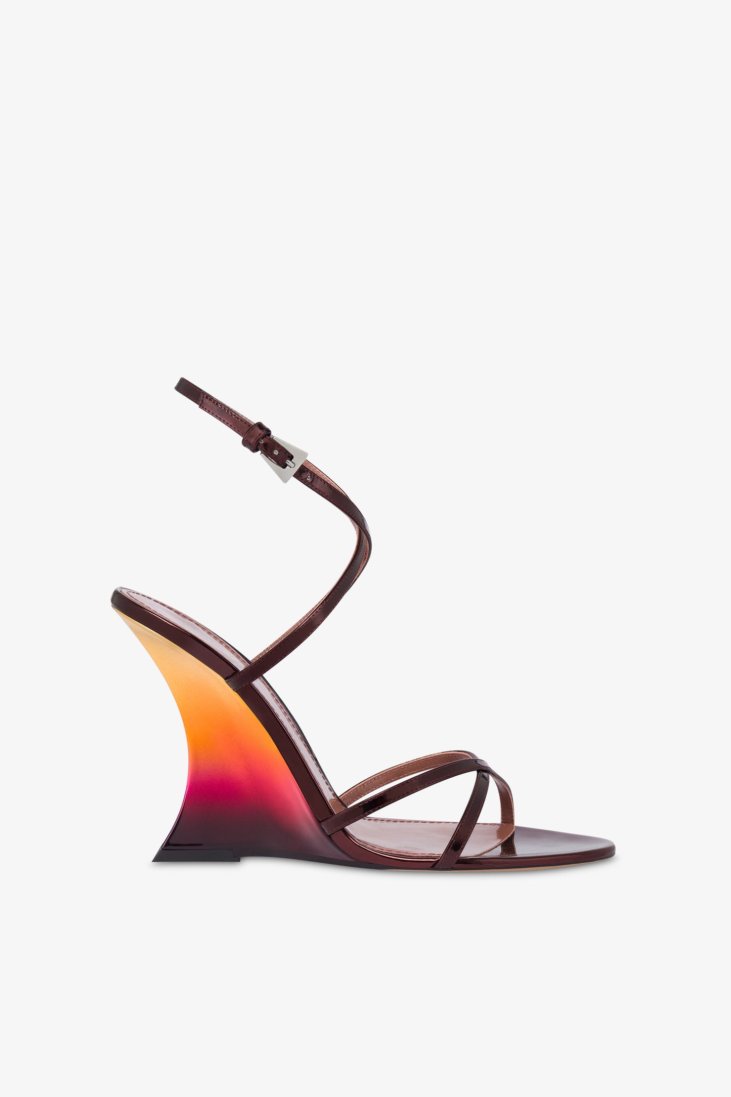 Sandals in wine sunset mirror-effect leather