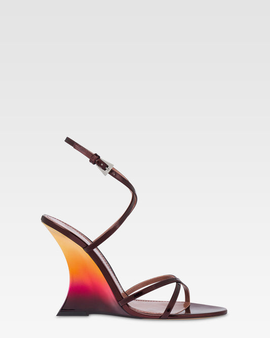 SANDALI IN PELLE SPECCHIATA COLOR WINE SUNSET