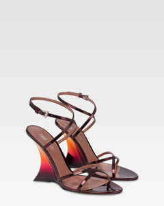 SANDALI IN PELLE SPECCHIATA COLOR WINE SUNSET