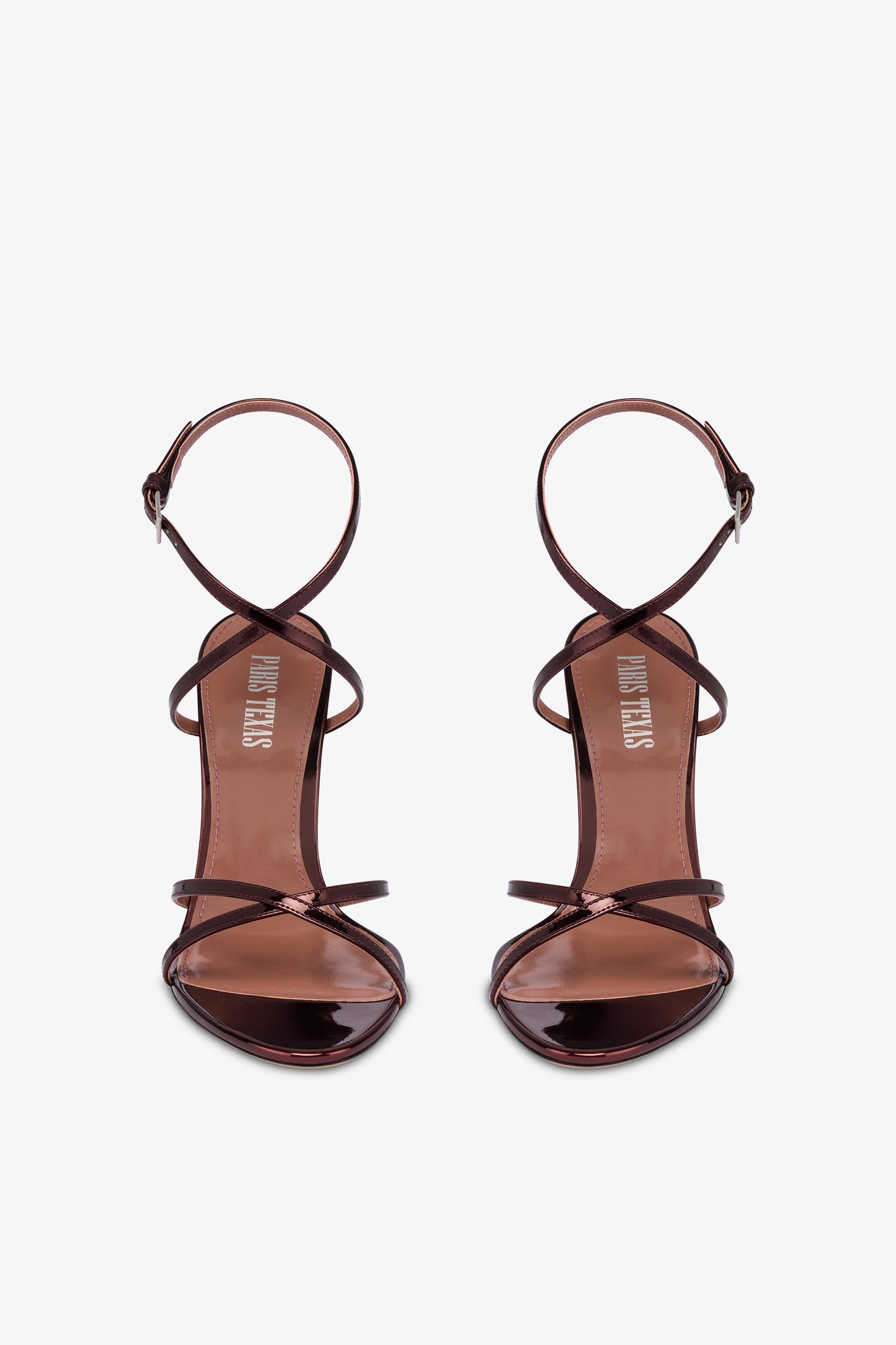 Sandals in wine sunset mirror-effect leather