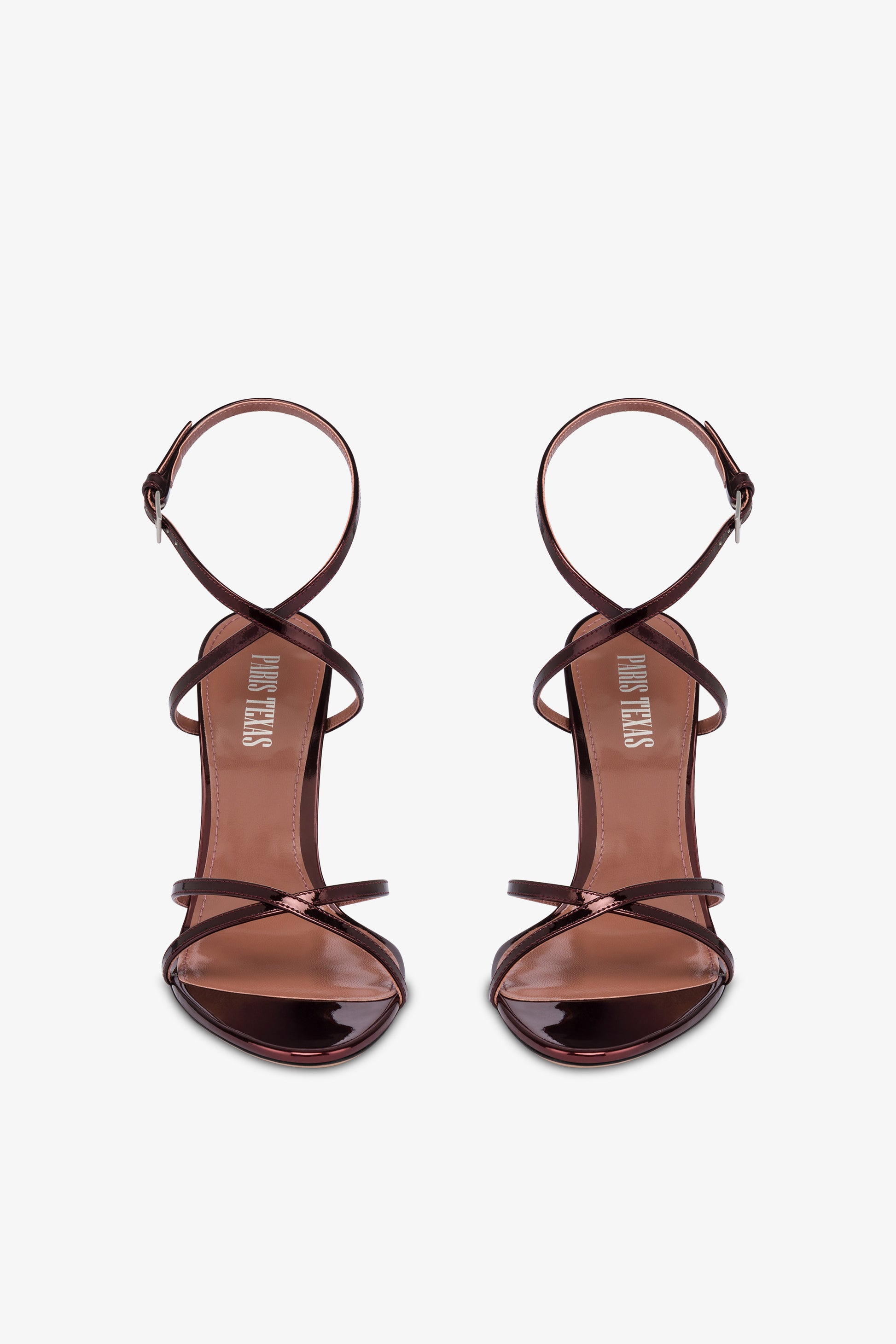 Sandals in wine sunset mirror-effect leather