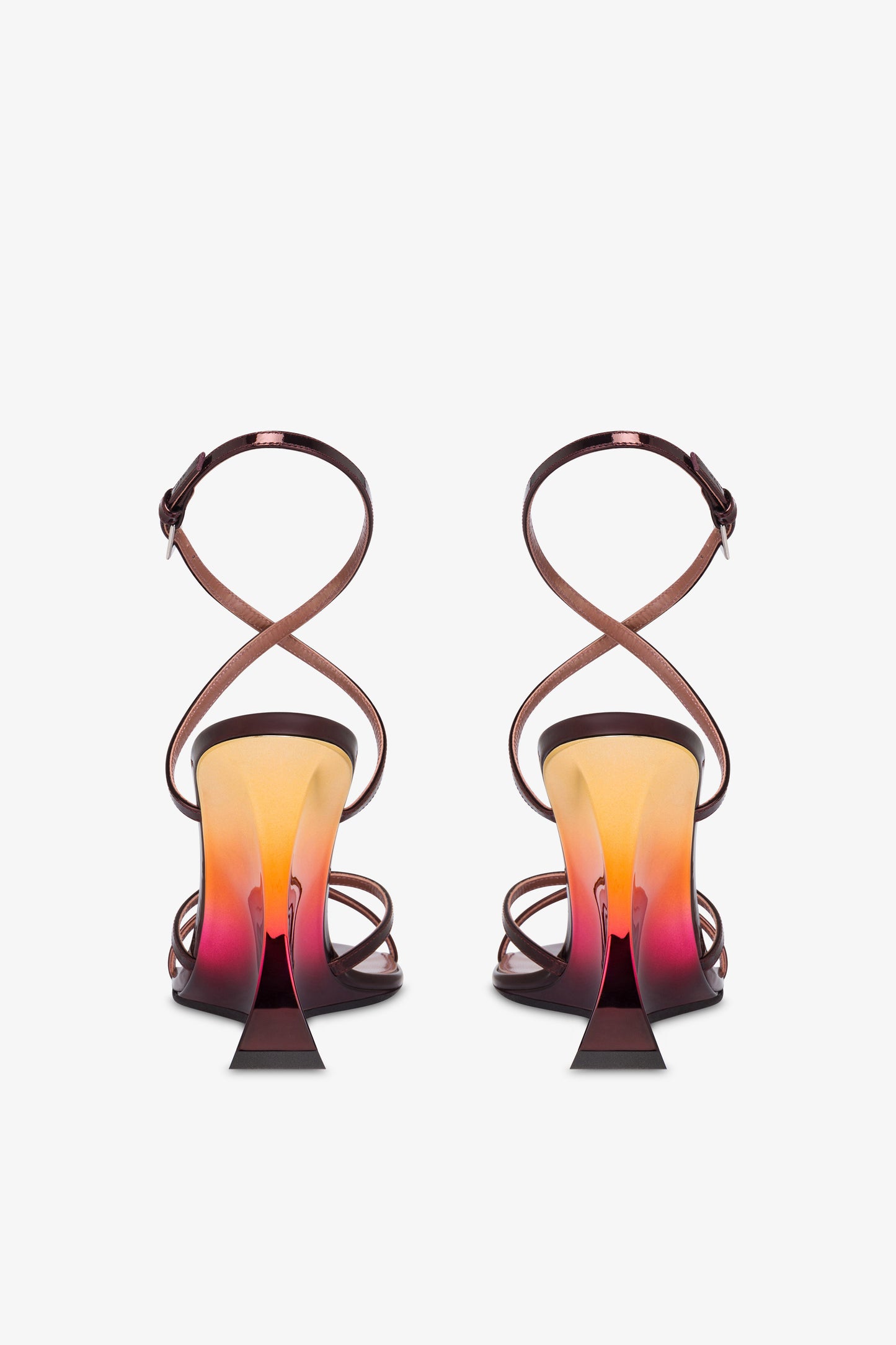 Sandals in wine sunset mirror-effect leather