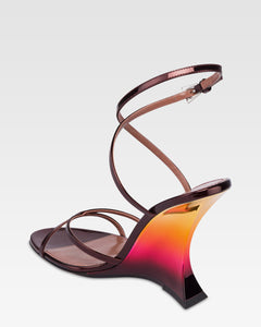 SANDALI IN PELLE SPECCHIATA COLOR WINE SUNSET