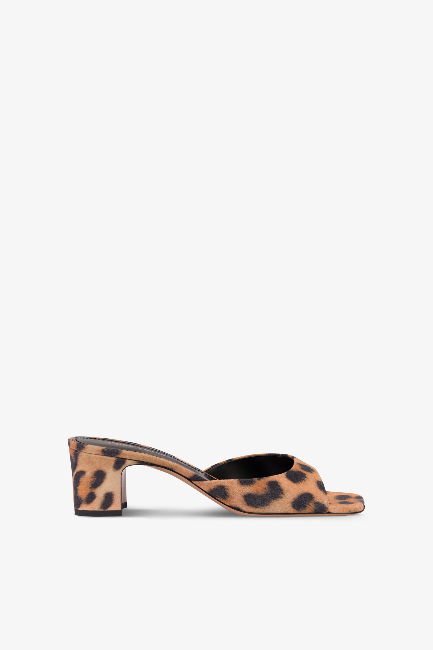 Mules in natural leopard-print suede leather