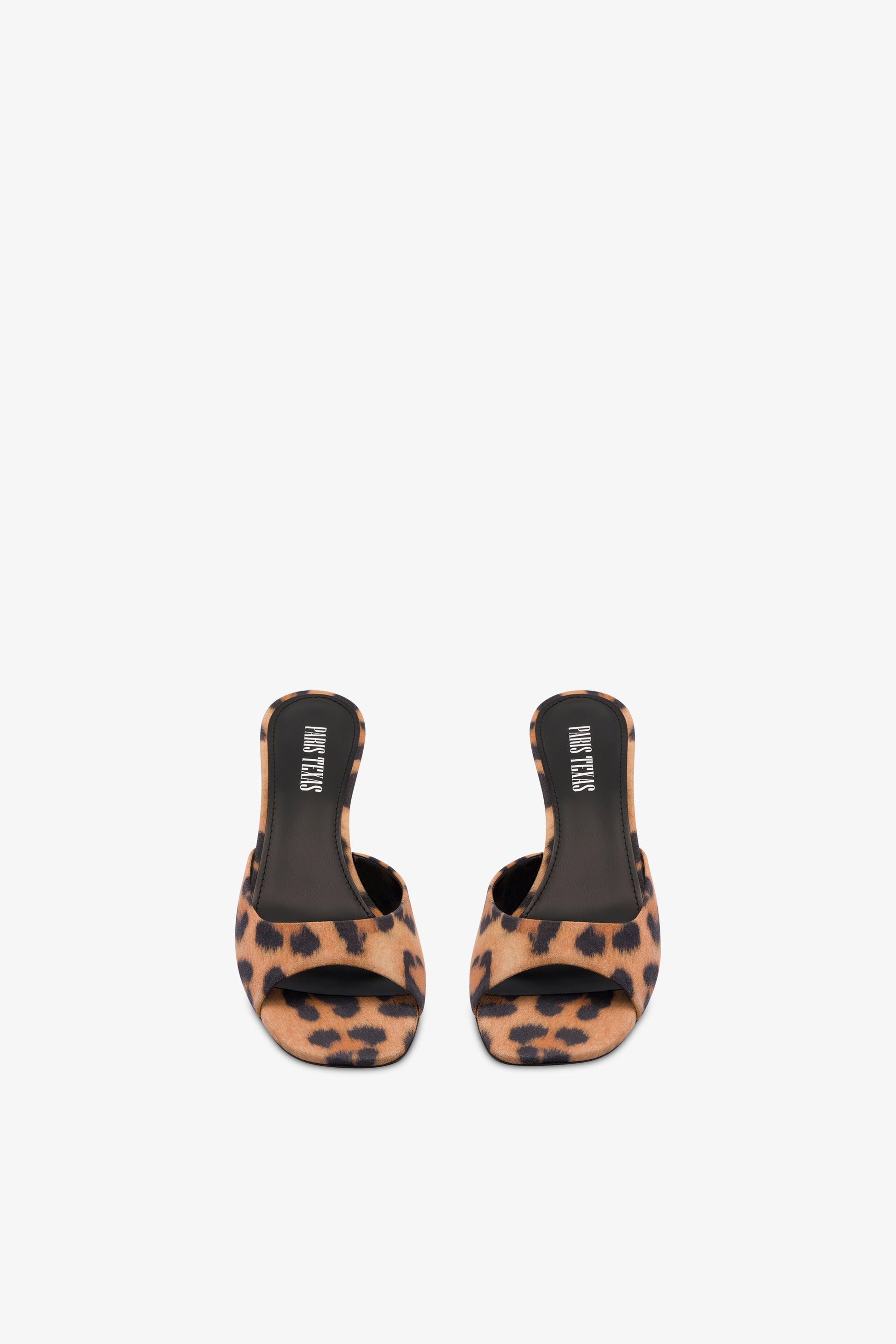 Mules in natural leopard-print suede leather