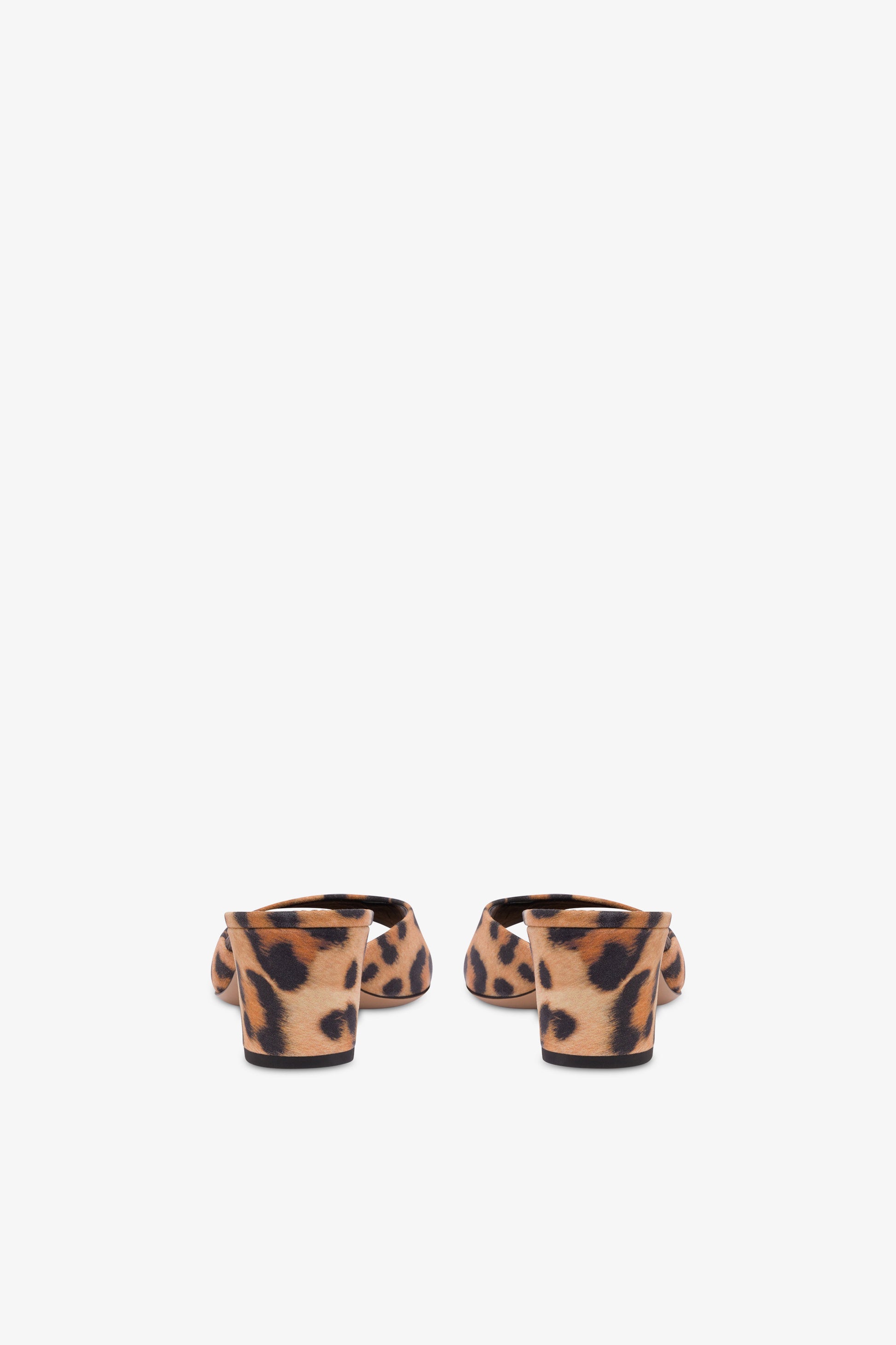 Mules in natural leopard-print suede leather