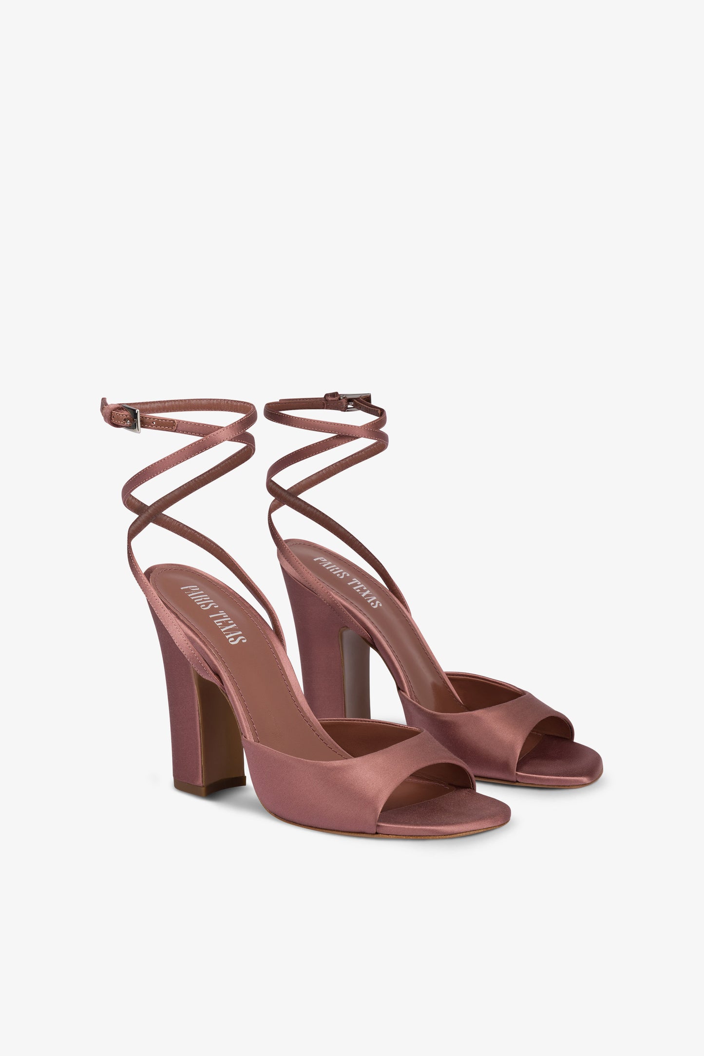 Sandals in dark phard satin