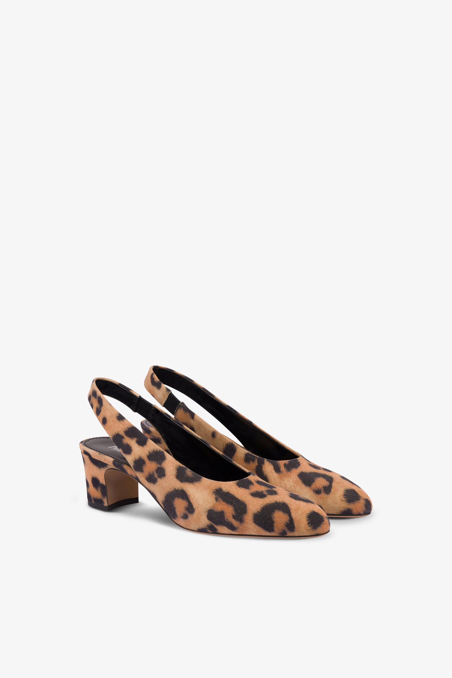 Slingbacks in natural leopard-print suede leather