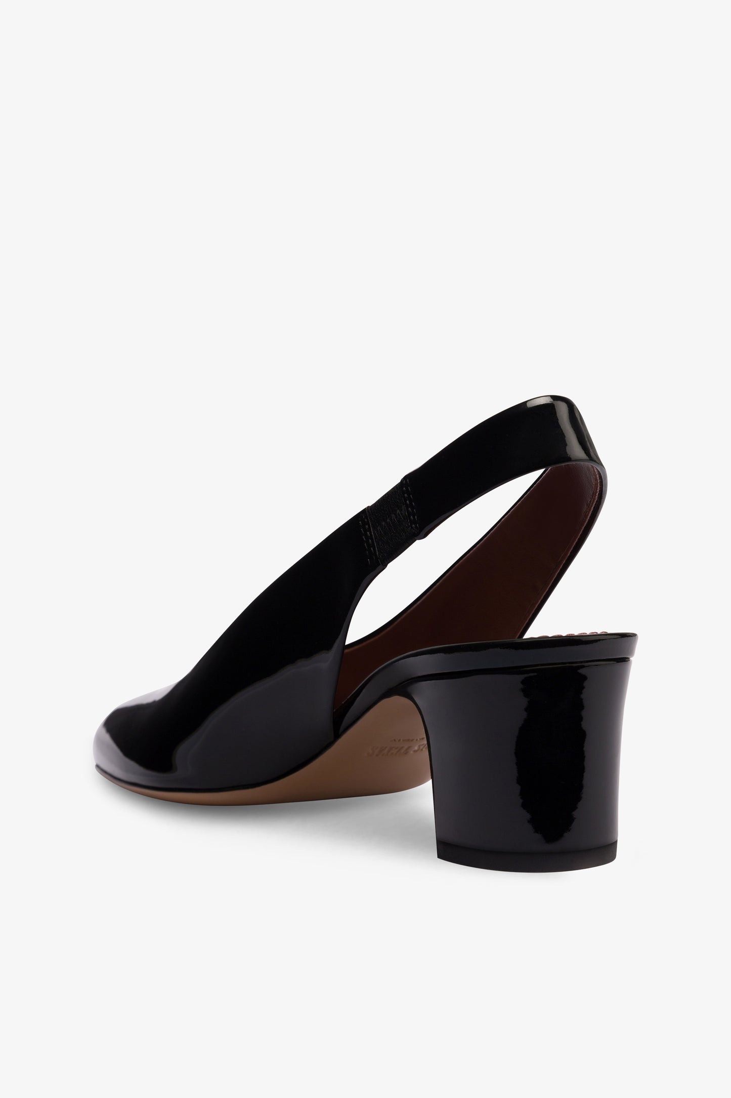 Slingbacks in black patent leather