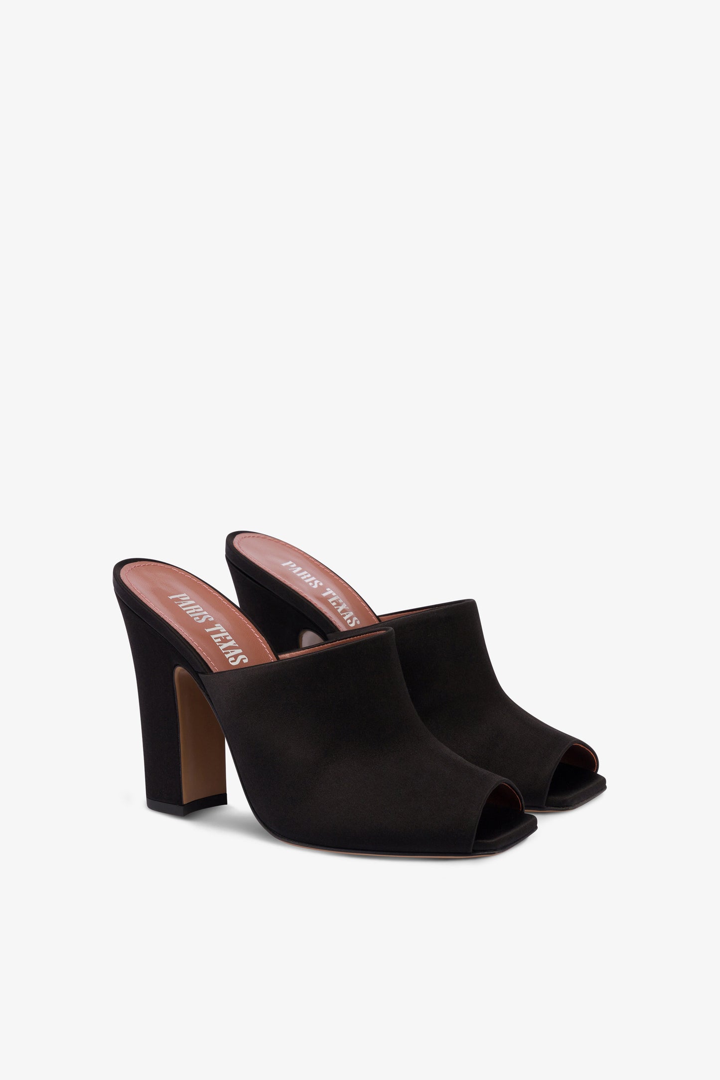 Mules in black satin