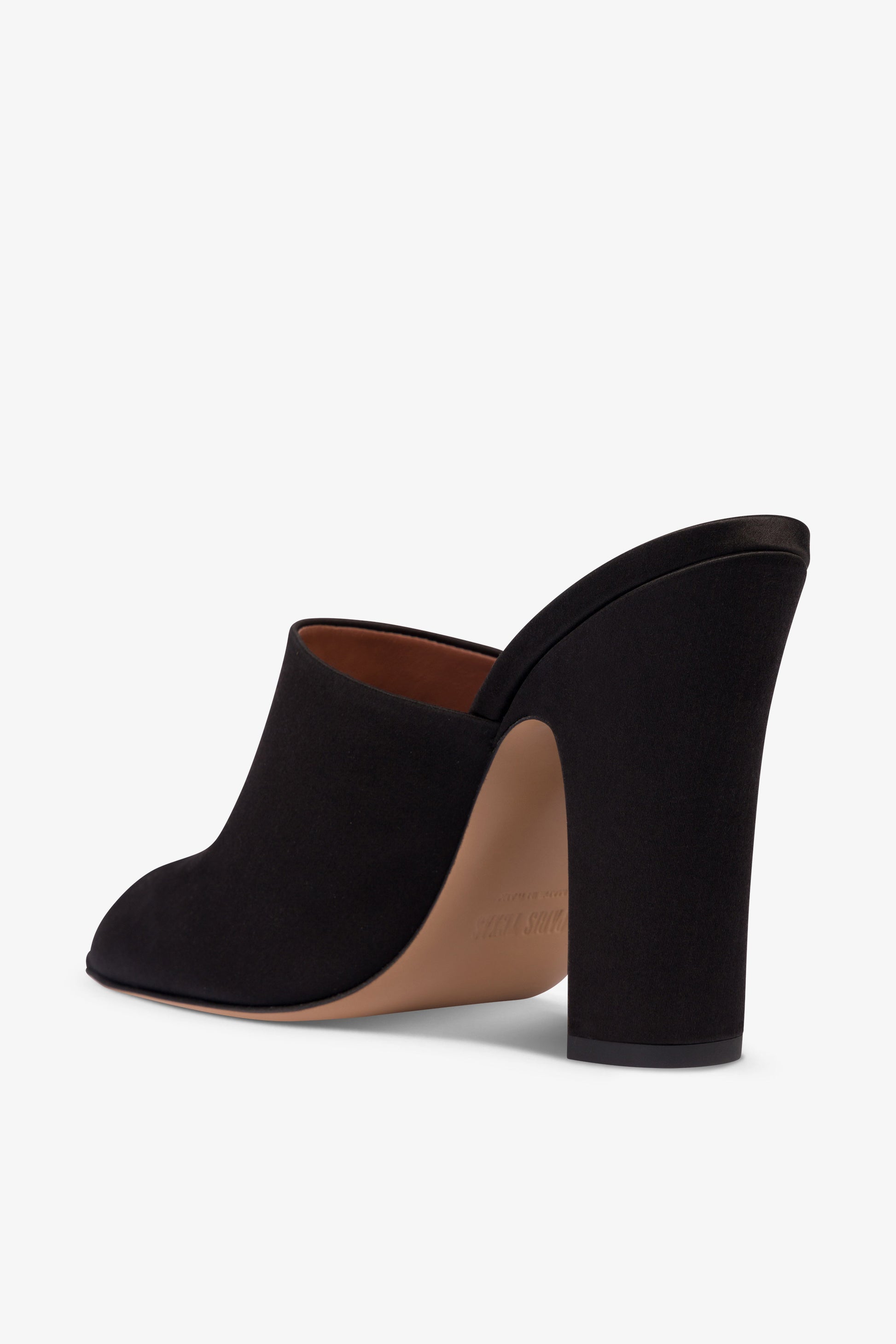 Mules in black satin