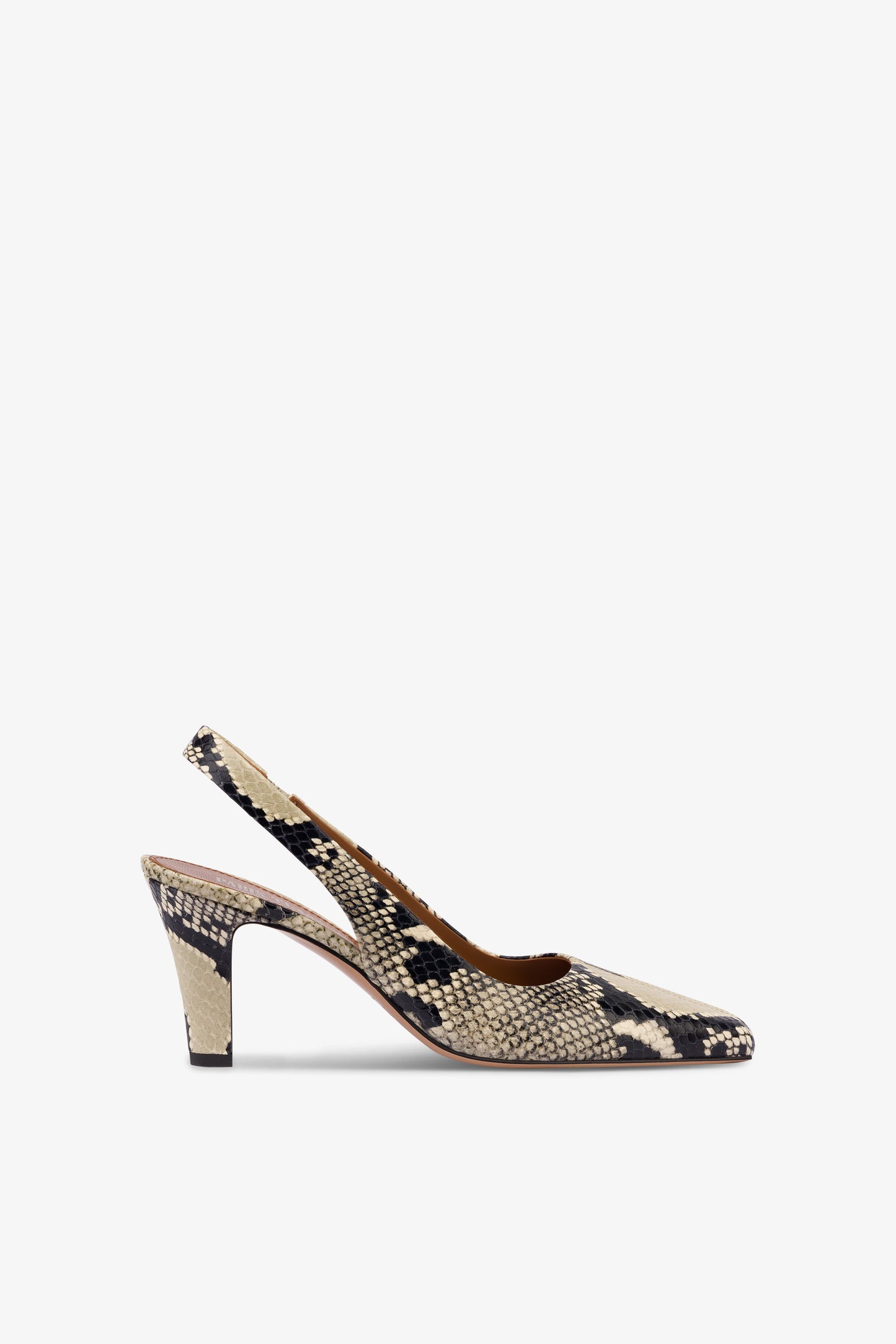 Slingbacks in natural python-print leather