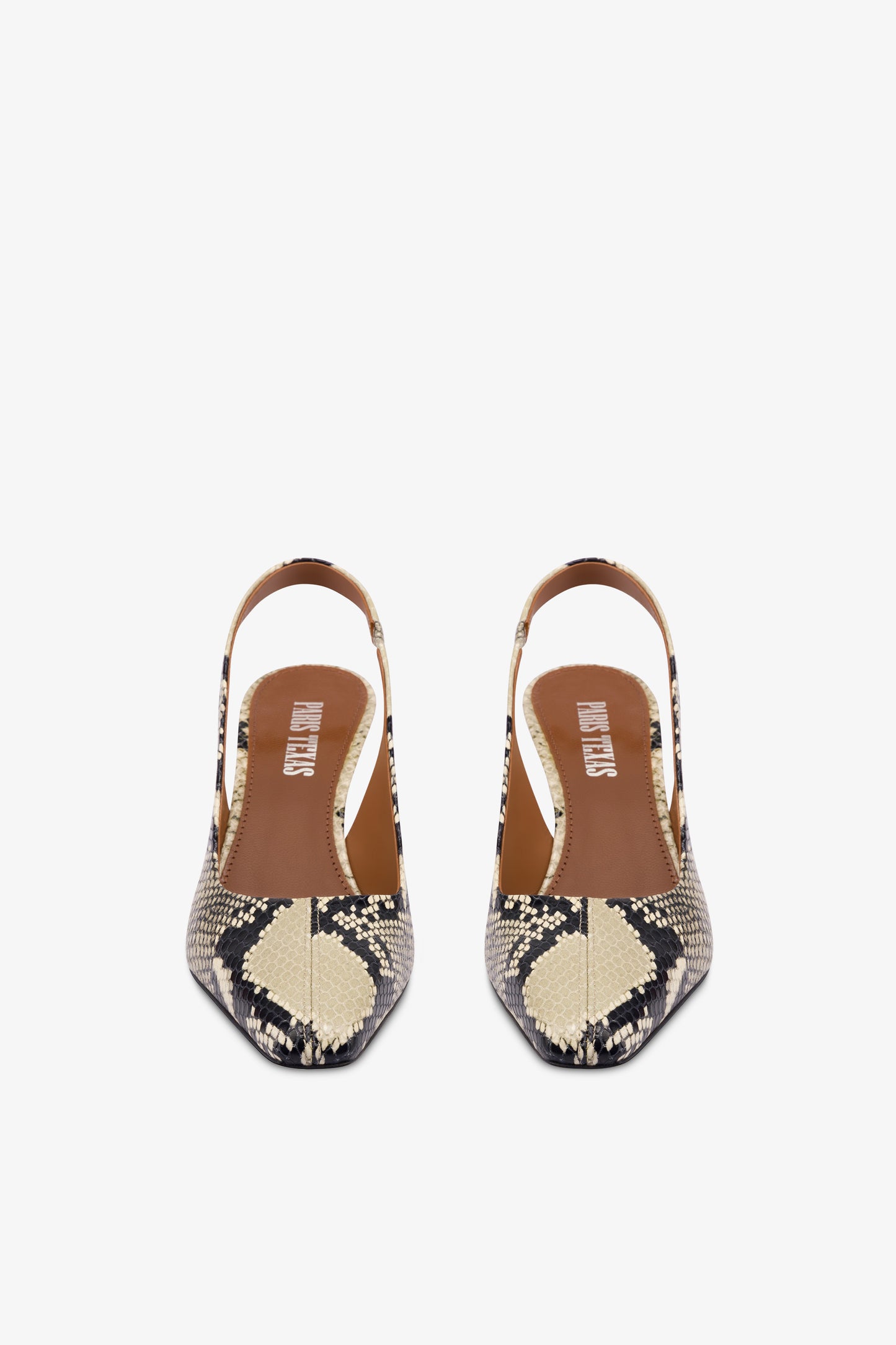 Slingbacks in natural python-print leather