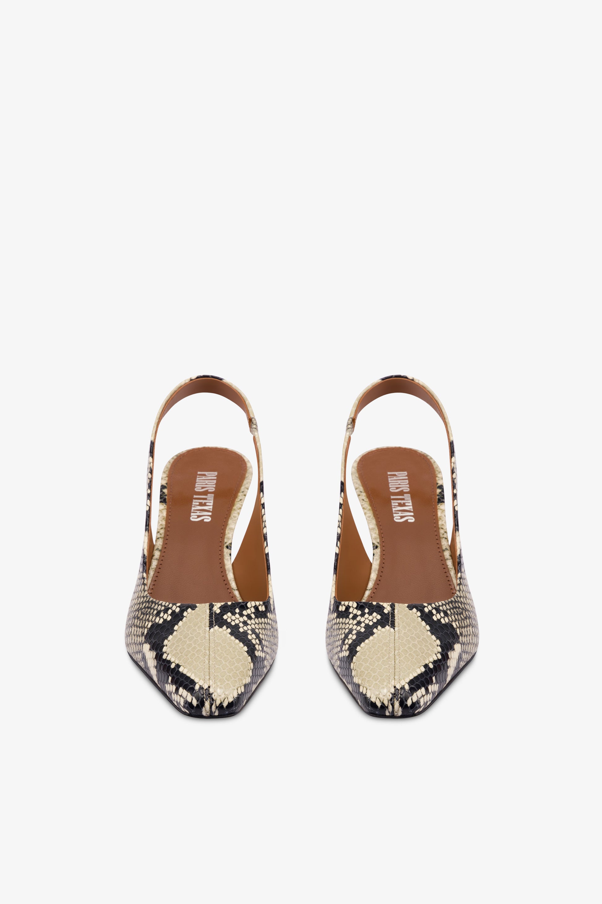 Slingbacks in natural python-print leather