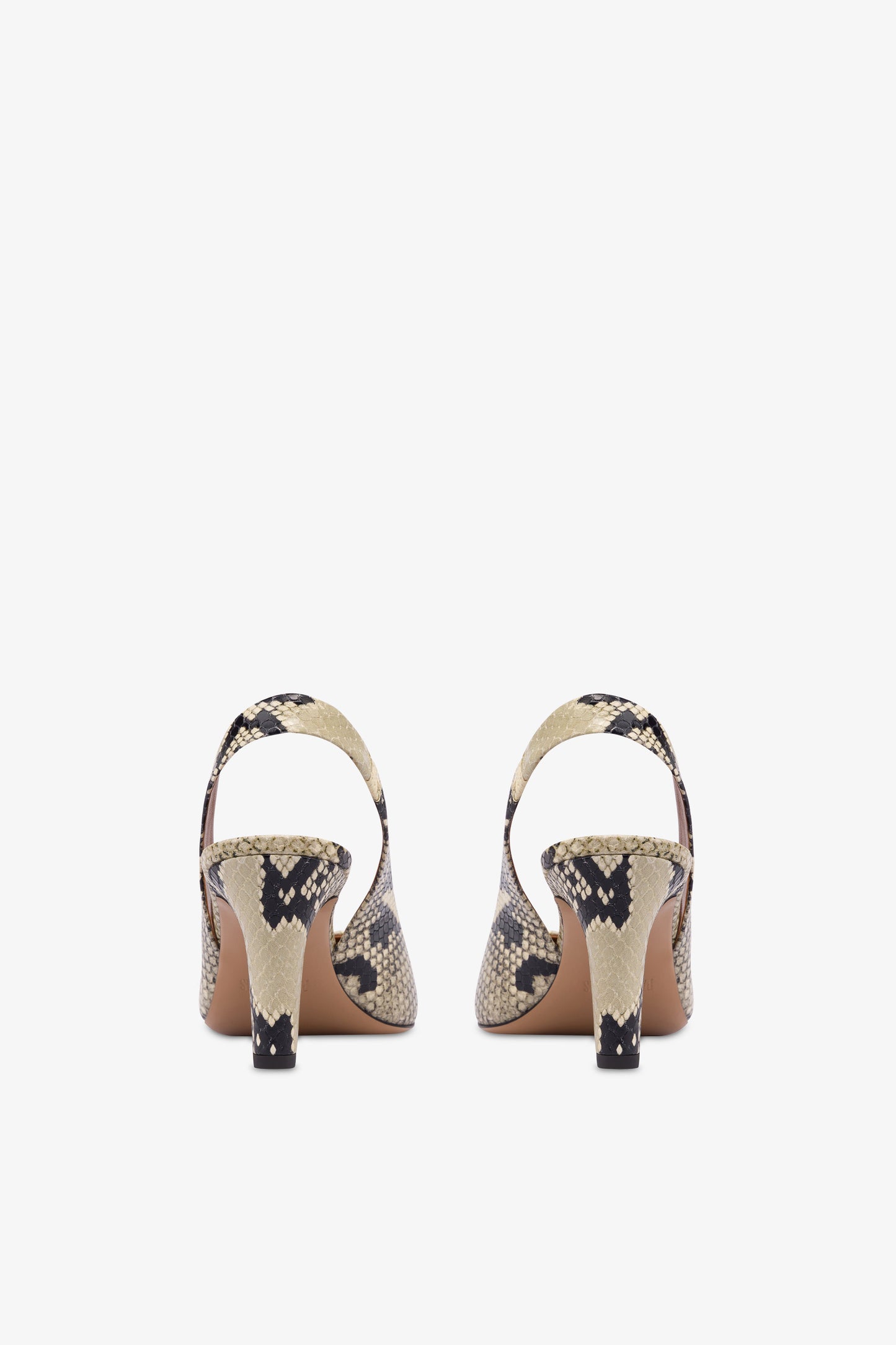 Slingbacks in natural python-print leather