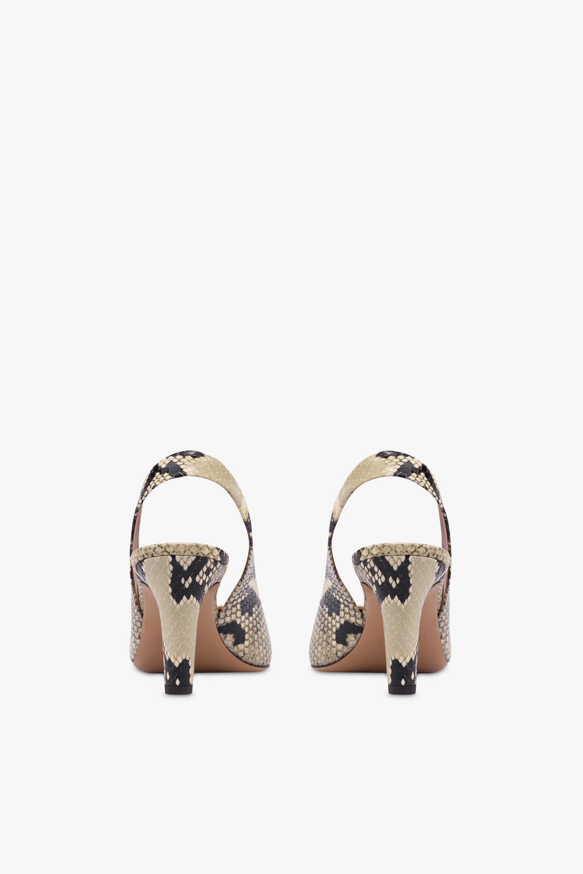 Slingbacks in natural python-print leather