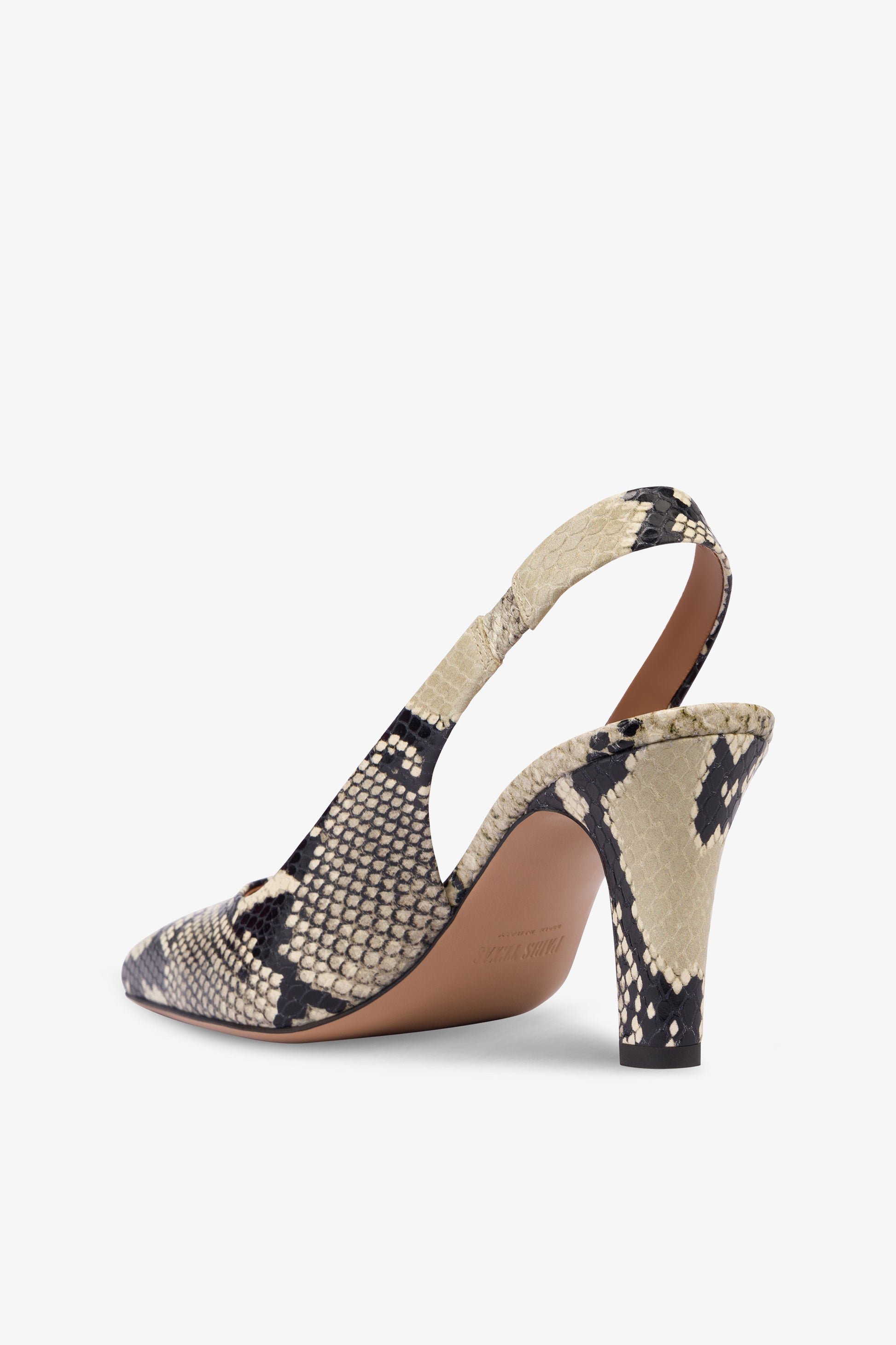 Slingbacks in natural python-print leather