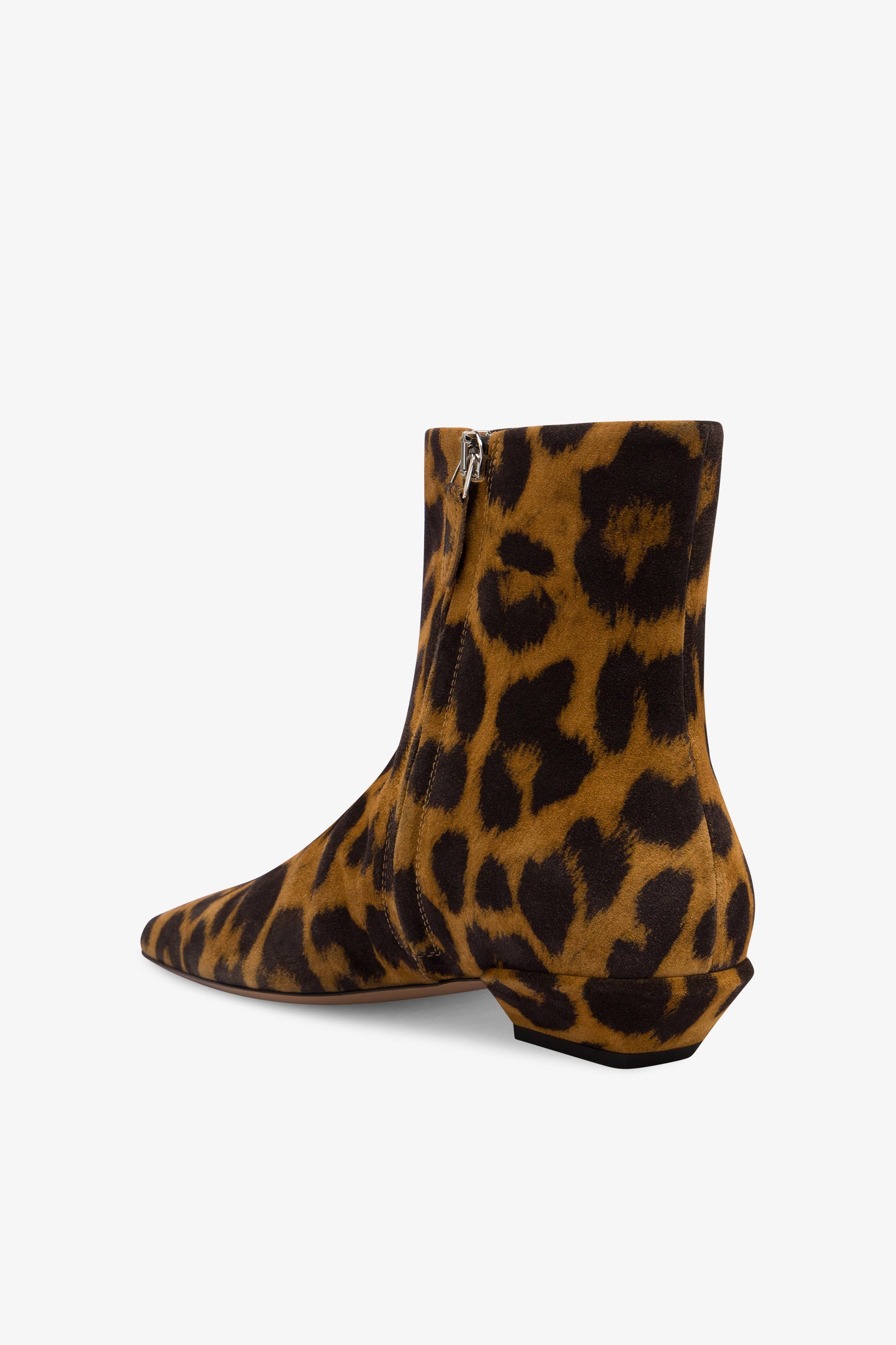 Boots in russet leopard-print suede leather