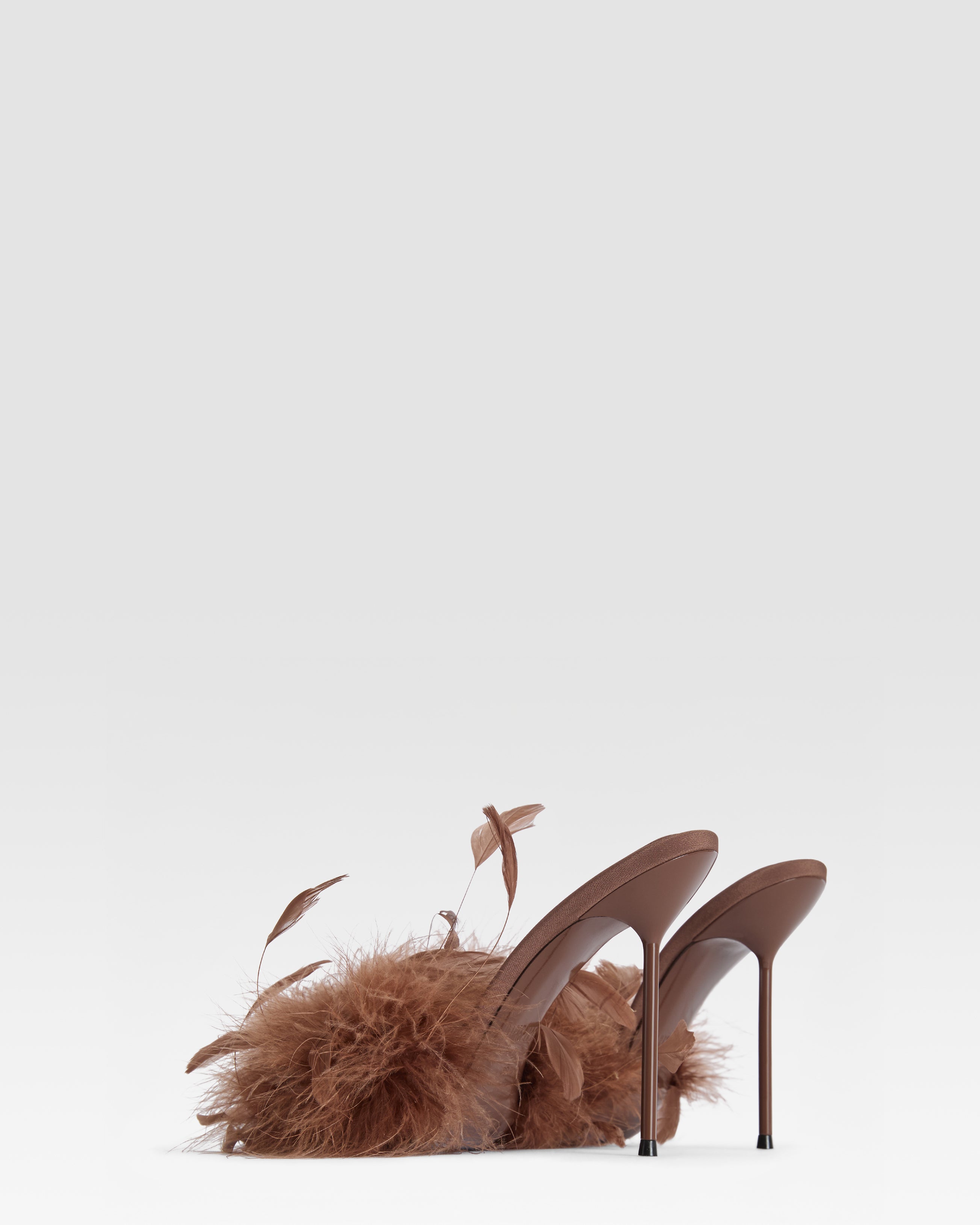 Mules in ebony crepe satin