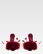 Mules in satin rouge noir