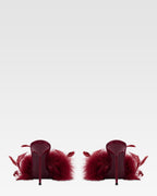 Mules in satin rouge noir