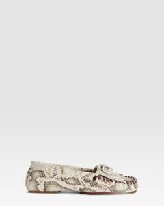 Loafers in natural printed python leather
