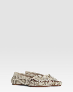 Loafers in natural printed python leather