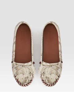 Loafers in natural printed python leather